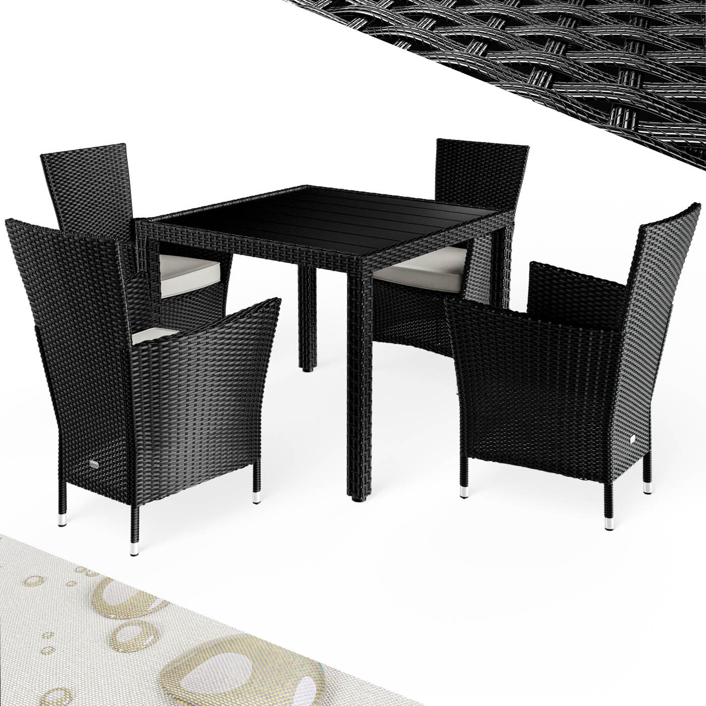 Polyrattan Garten-Sitzgruppe Riga 5-tlg Schwarz