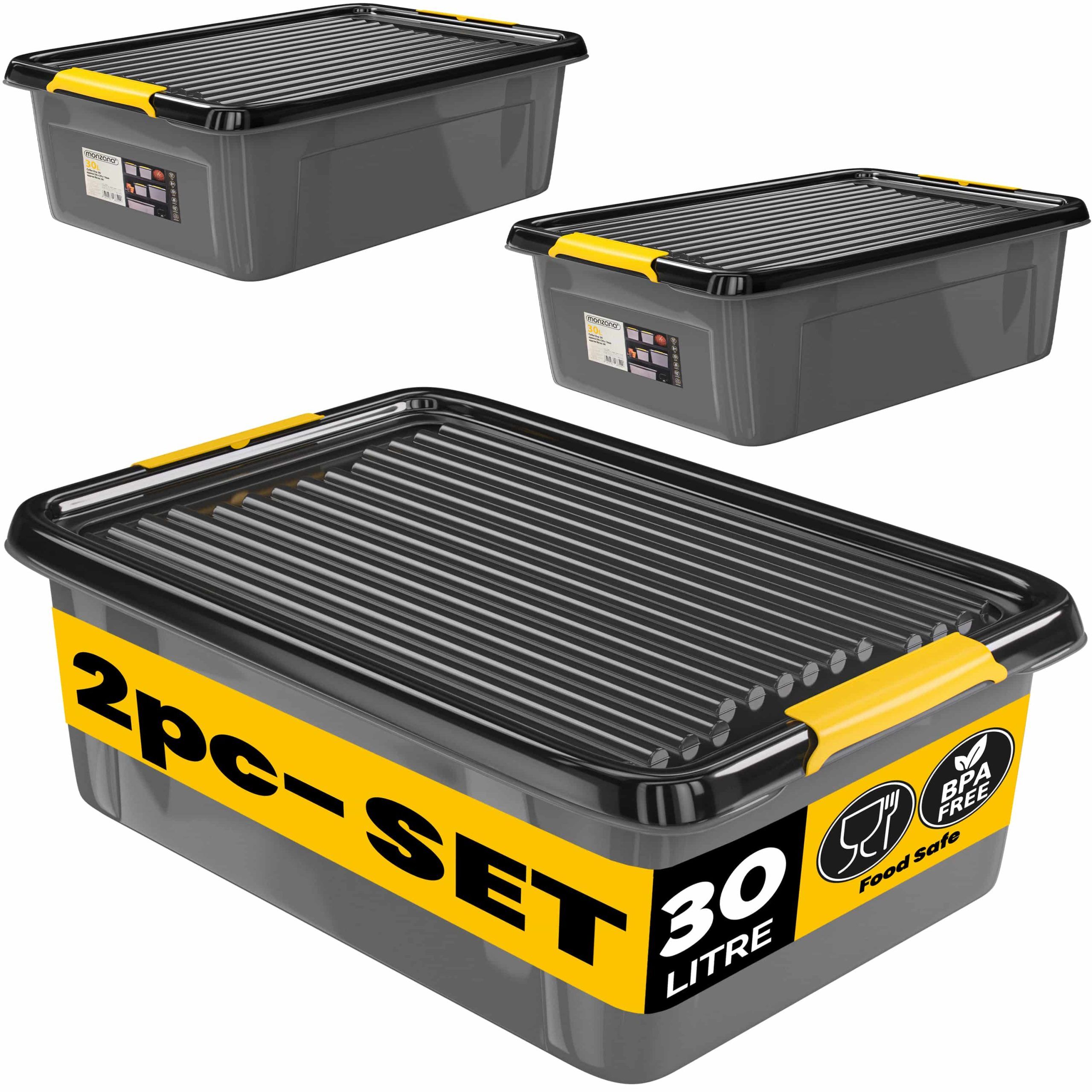 Aufbewahrungsbox 2er-Set Grau/Anthrazit 58x39x16cm stapelbar
