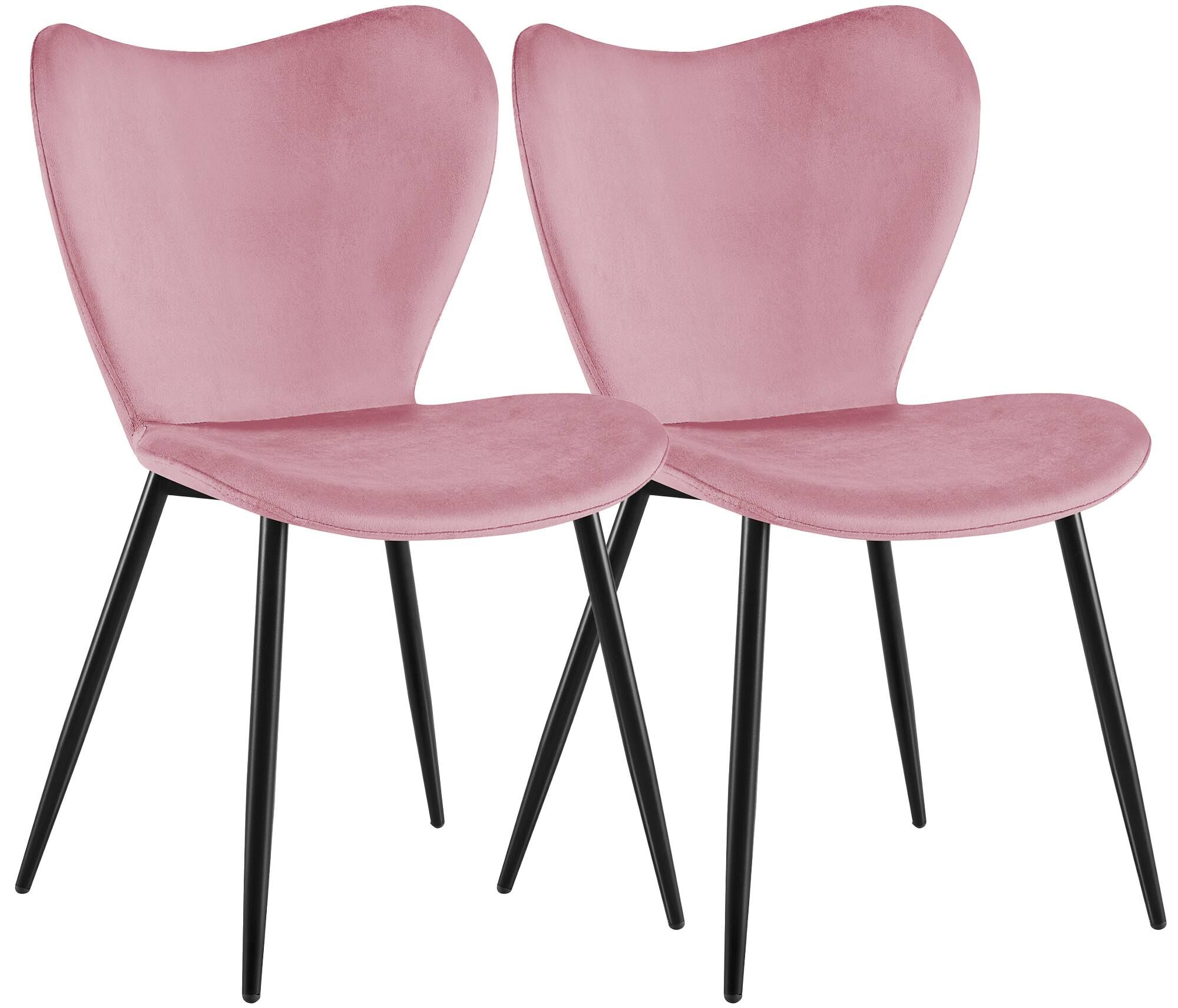 2er Set Esszimmerstuhl Maika Samt, rosa
