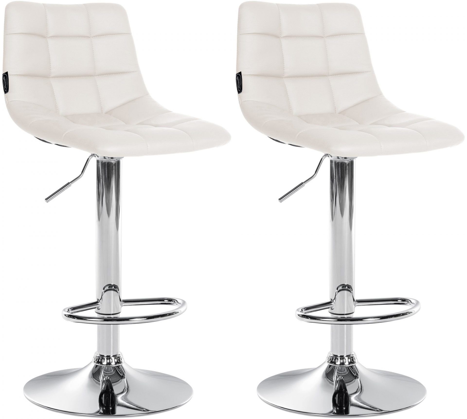 2er Set Barhocker Jerry Kunstleder chrom, weiß