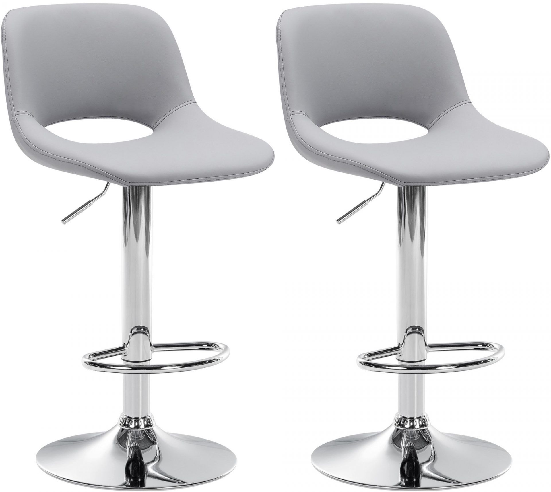 2er Set Barhocker Camden Kunstleder chrom, grau