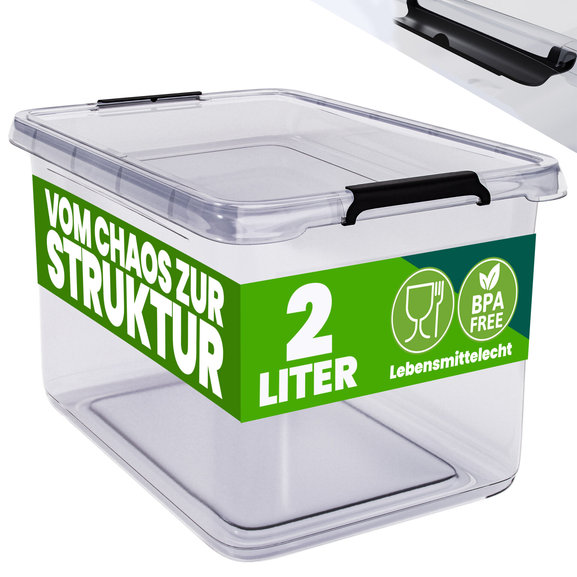 Aufbewahrungsbox 20x15x12cm 2L transparent stapelbar BPA-frei