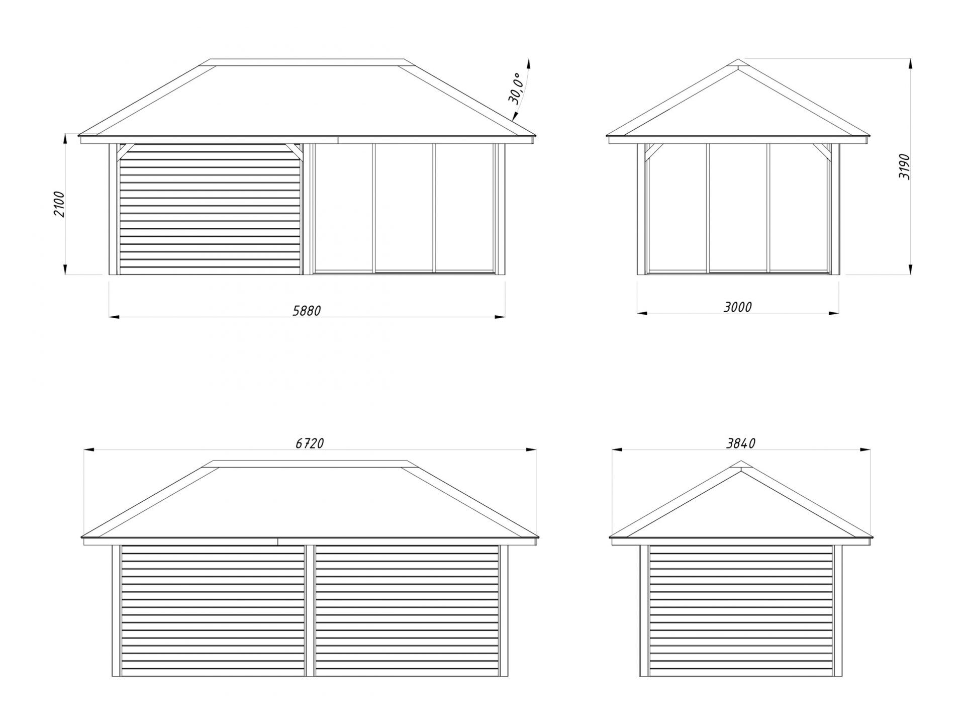 Palmako Pavillon Bianca 16,6 m2 Set 205 Slide