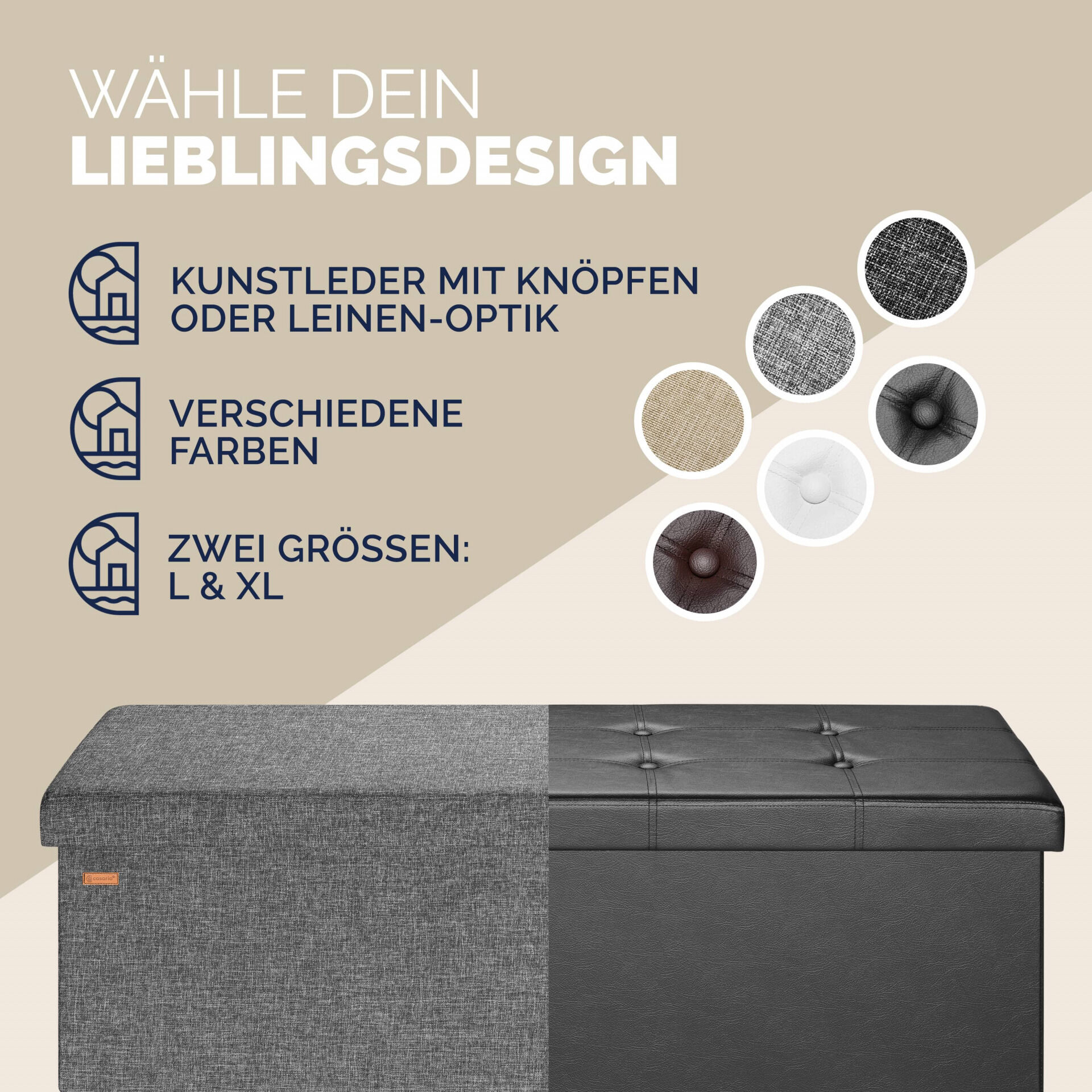 Sitzbank Dunkelgrau 115x38x38cm mit Stauraum faltbar