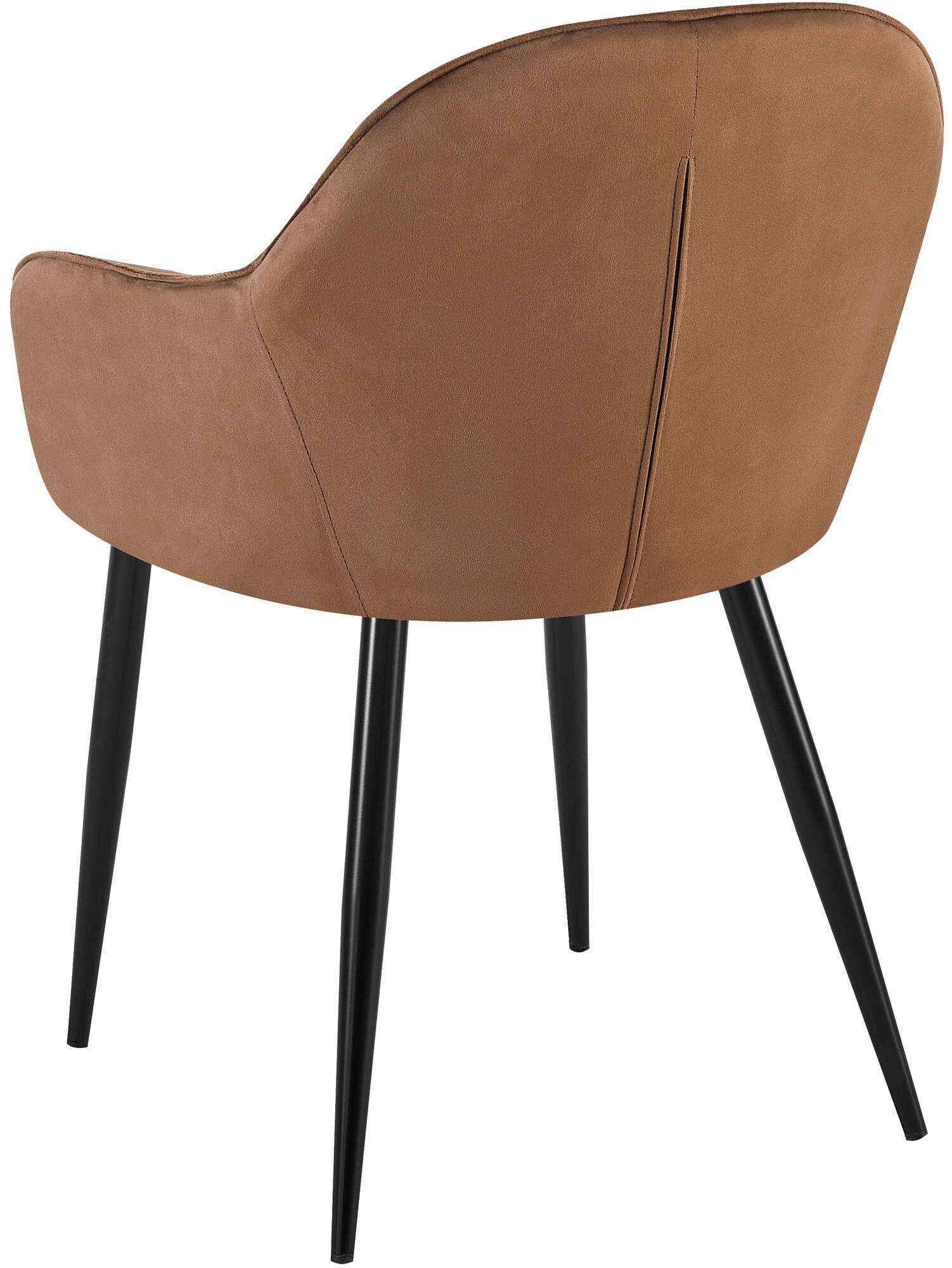 2er Set Esszimmerstuhl Boise Samt, braun