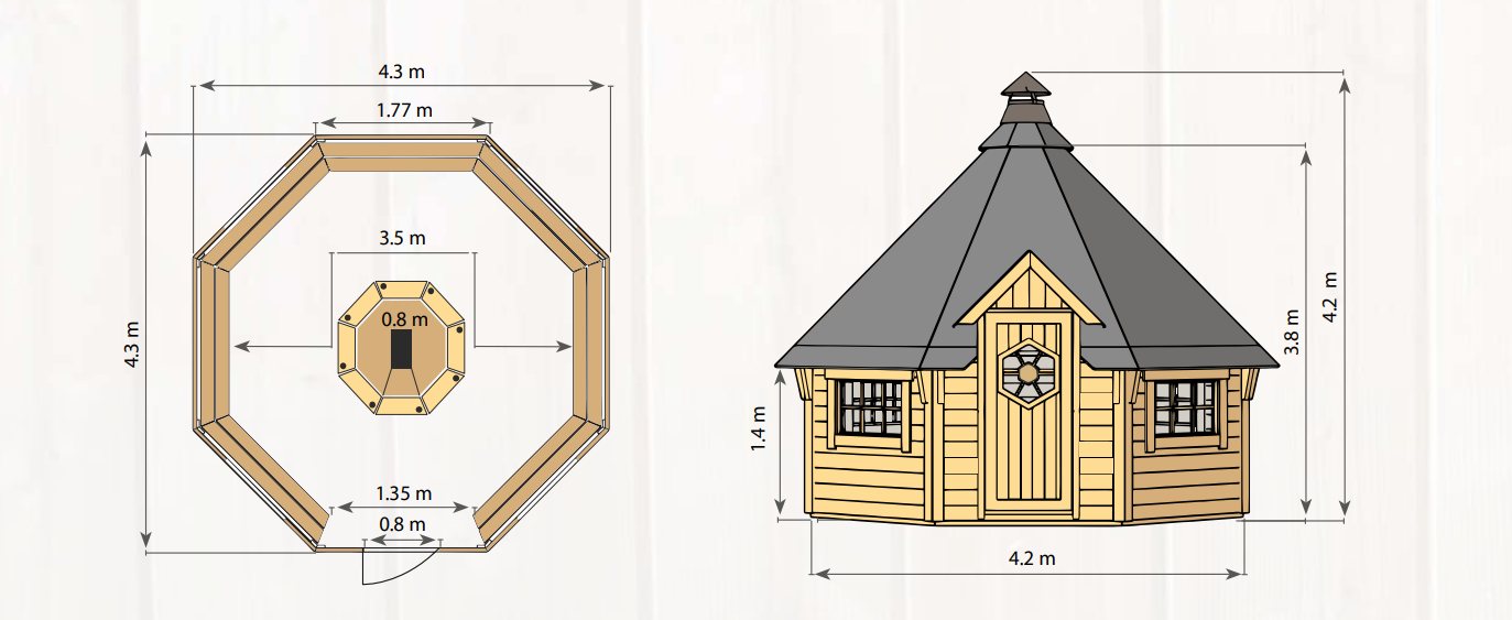 Grundriss und Zeichnung Grillkota Deluxe 14,9 m²