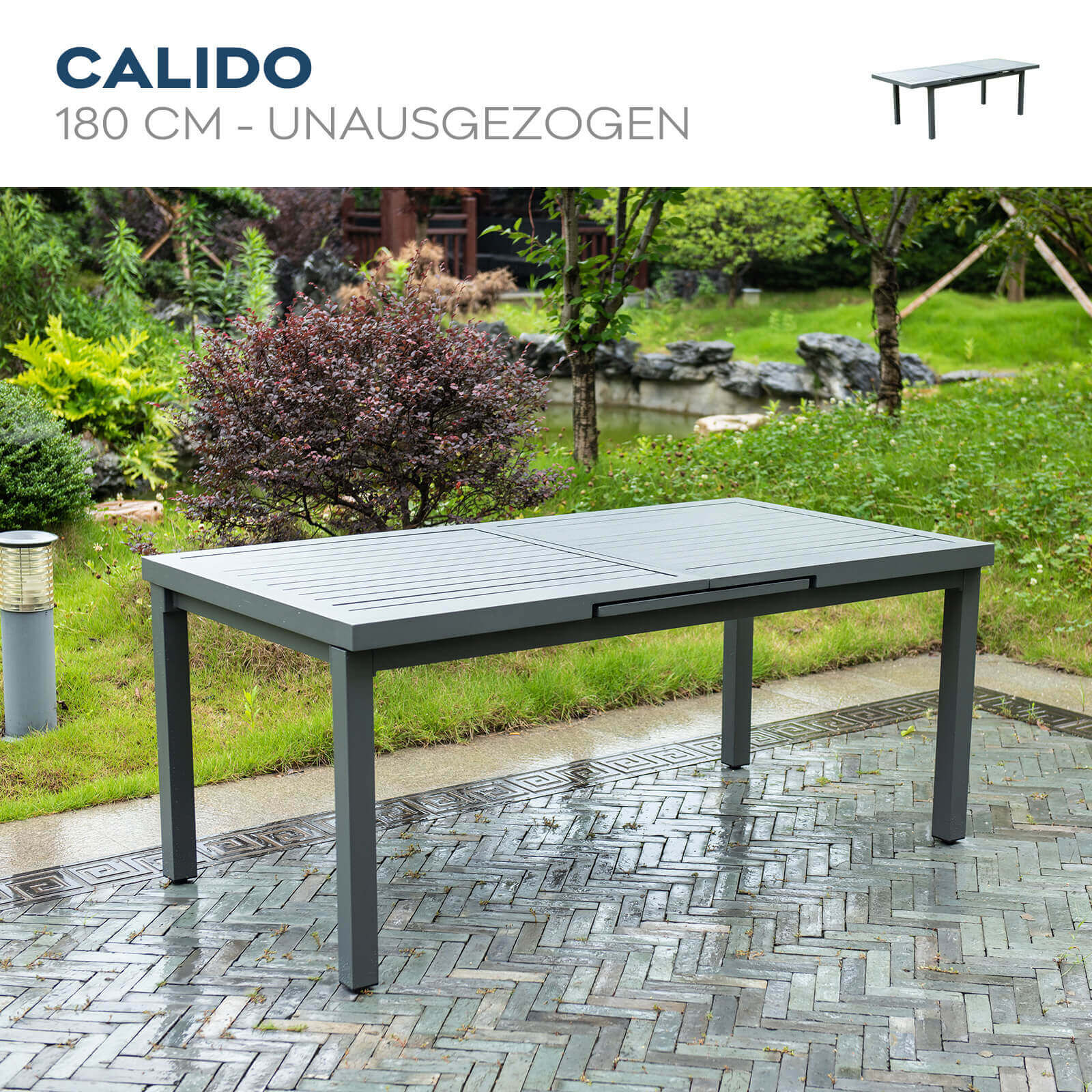 Garten-Sitzgruppe CALIDO MADERA inklusive ausziehbarer Gartentisch + 4 Stühlen