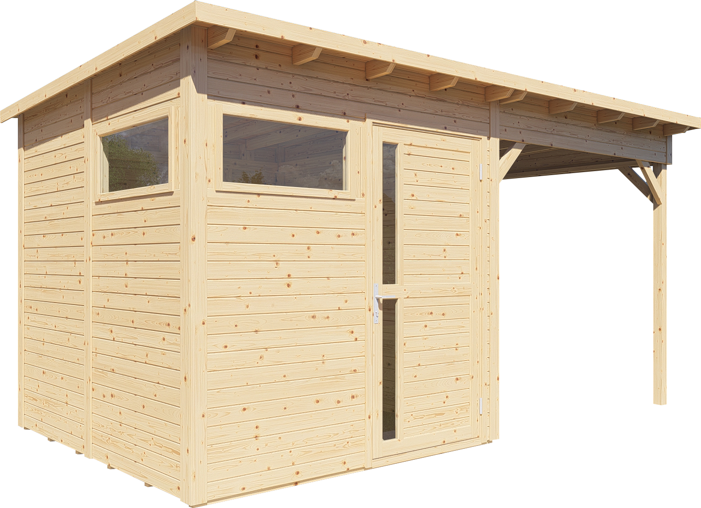 Gartenhaus Holz Pentus 2 Lounge naturbelassen 449 x 234 cm