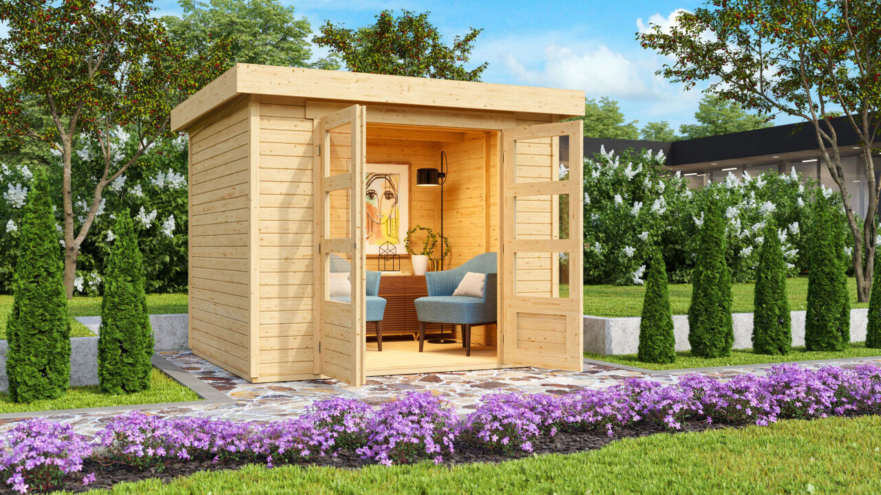 Flachdach Gartenhaus Askola 3 natur