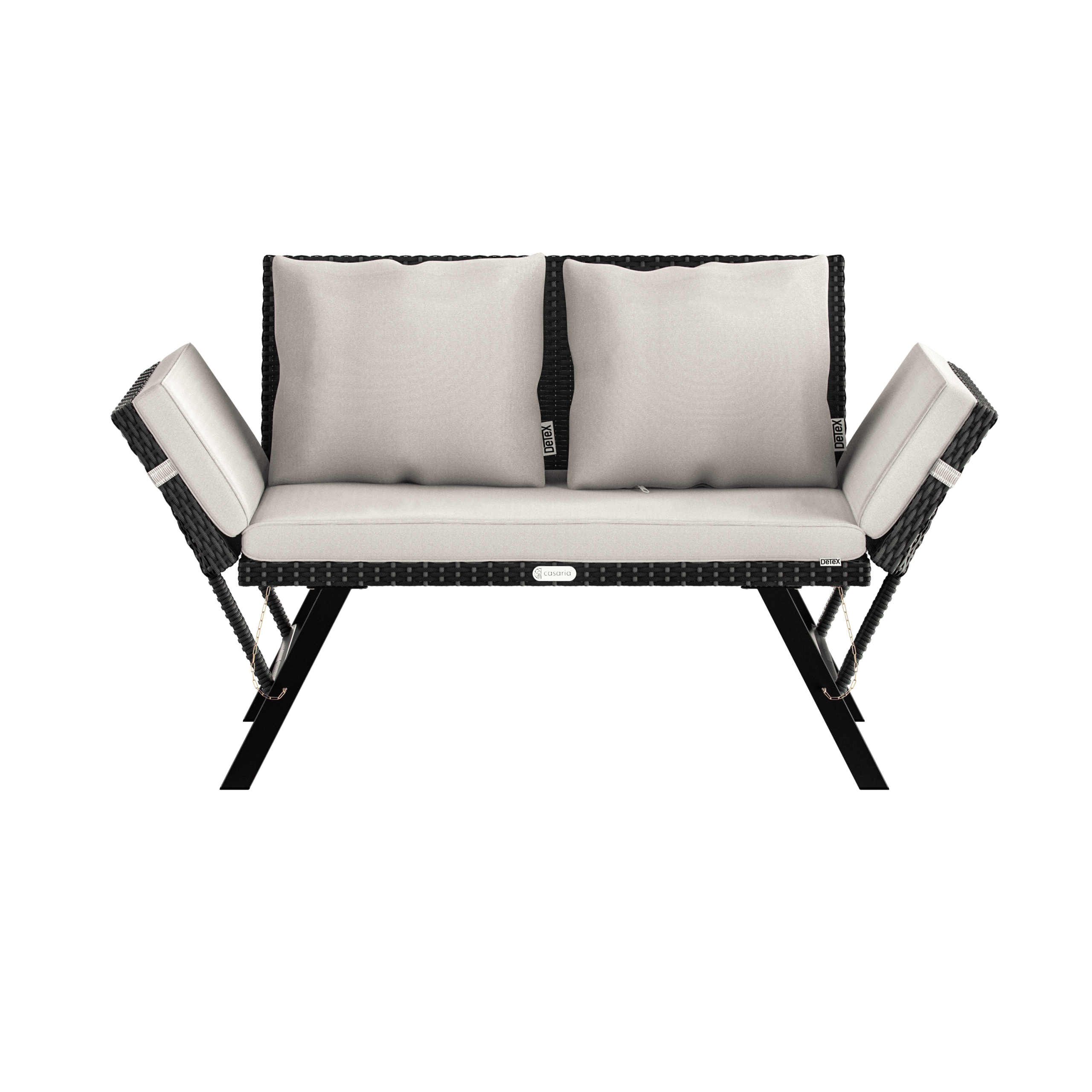 Polyrattan Gartenbank Schwarz/Creme 176x56x81cm