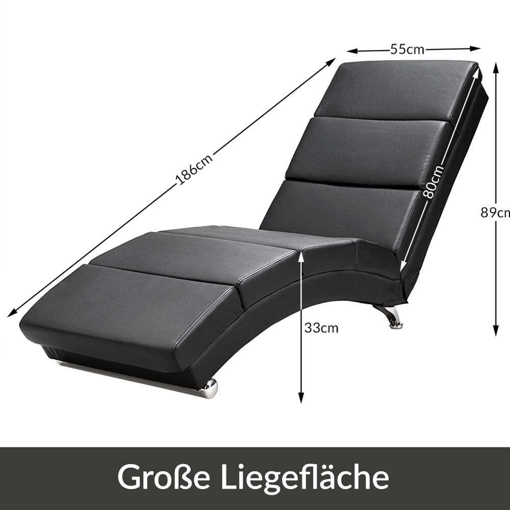 Relaxliege London Schwarz mit Massage- + Heizfunktion