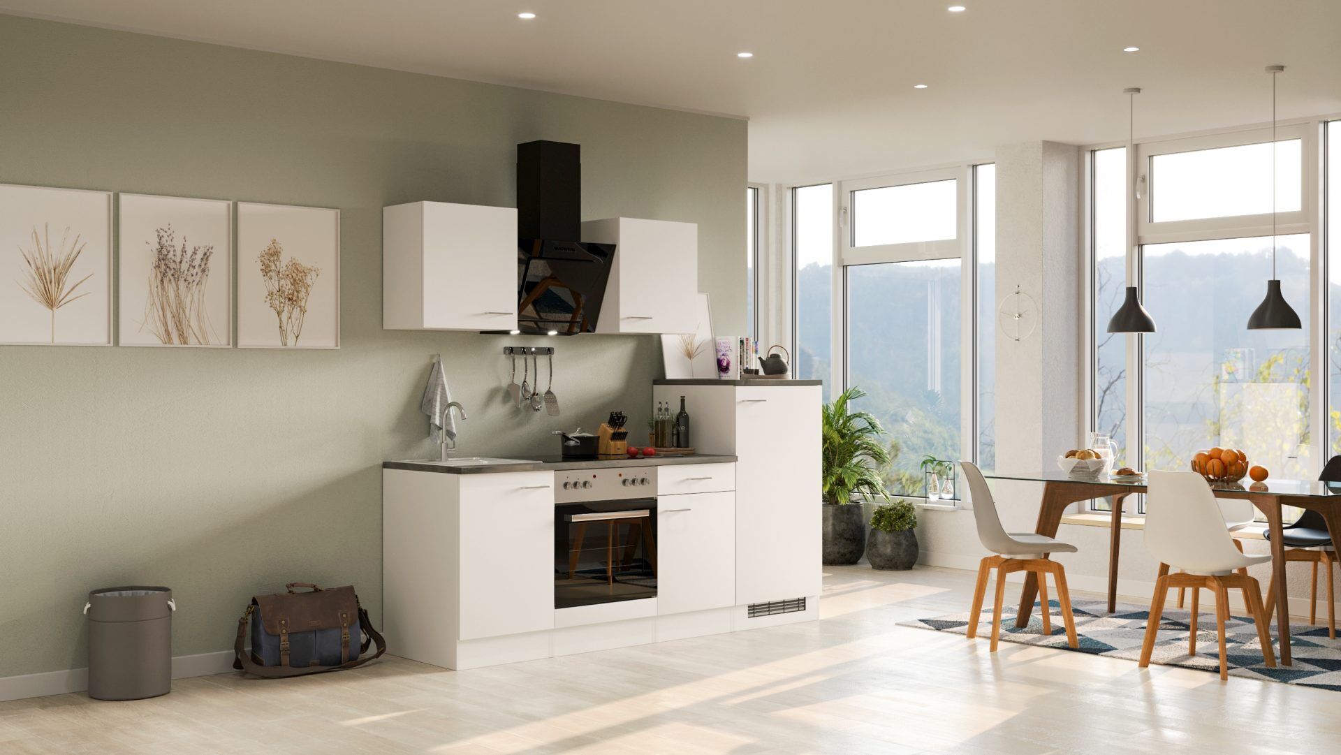 Küchenzeile LUCCA 220 cm mit E-Geräten