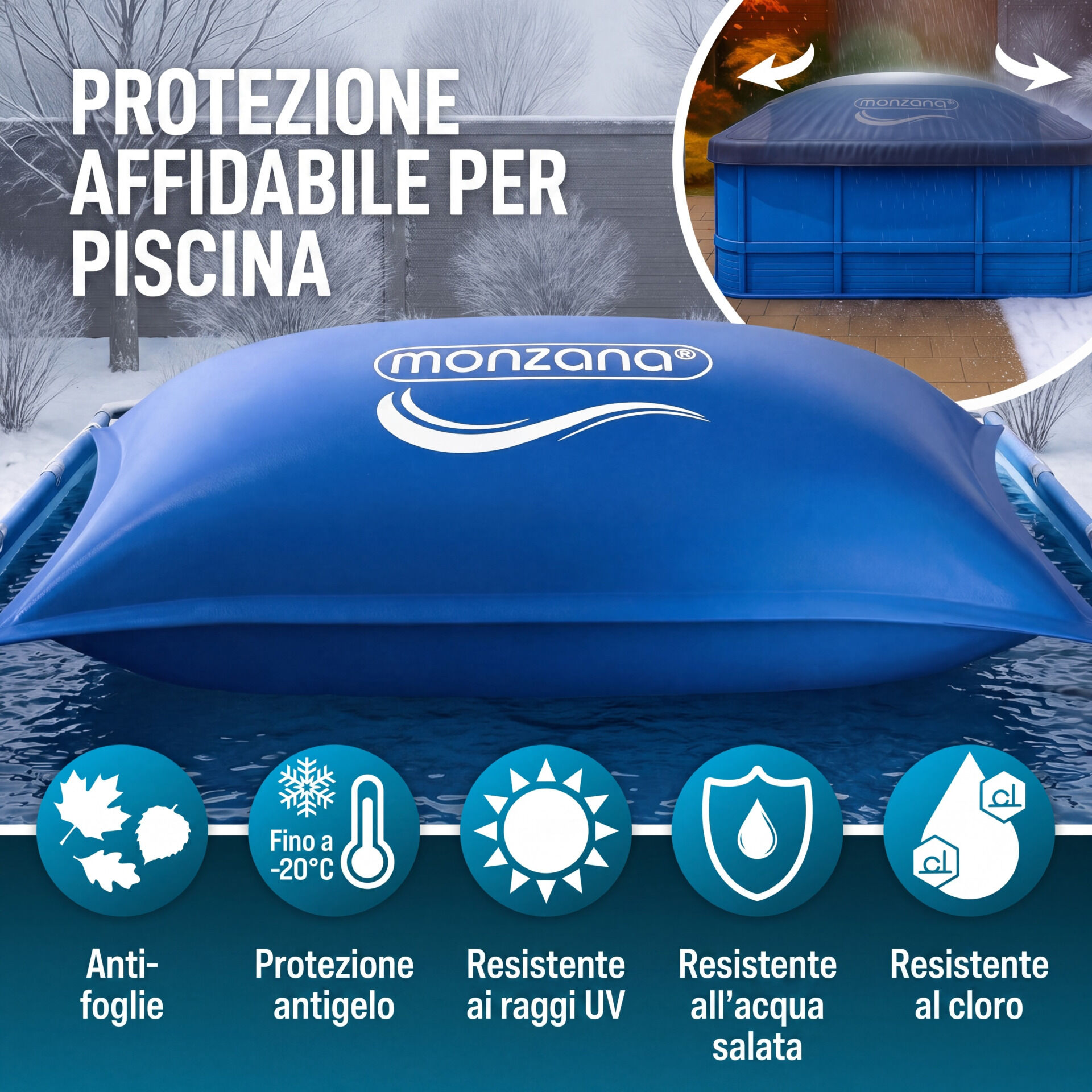 Poolkissen XL Blau 400x200cm -20°C