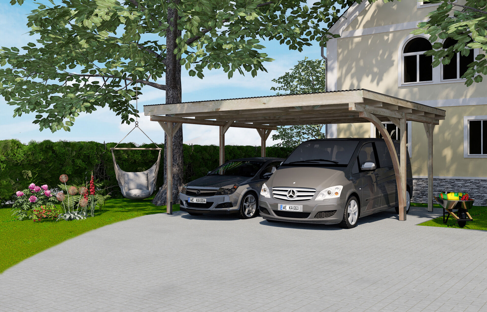 weka Doppelcarport 616 A mit Rundbogen
