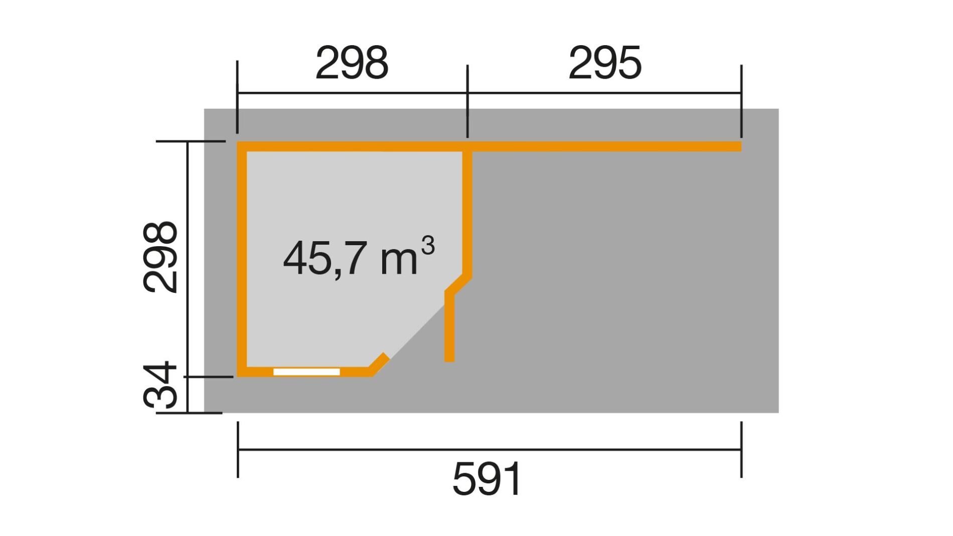 weka Designhaus 213 B Plus 6,5x3,4m, Naturbelassen, Premium Dachbahn selbstklebend