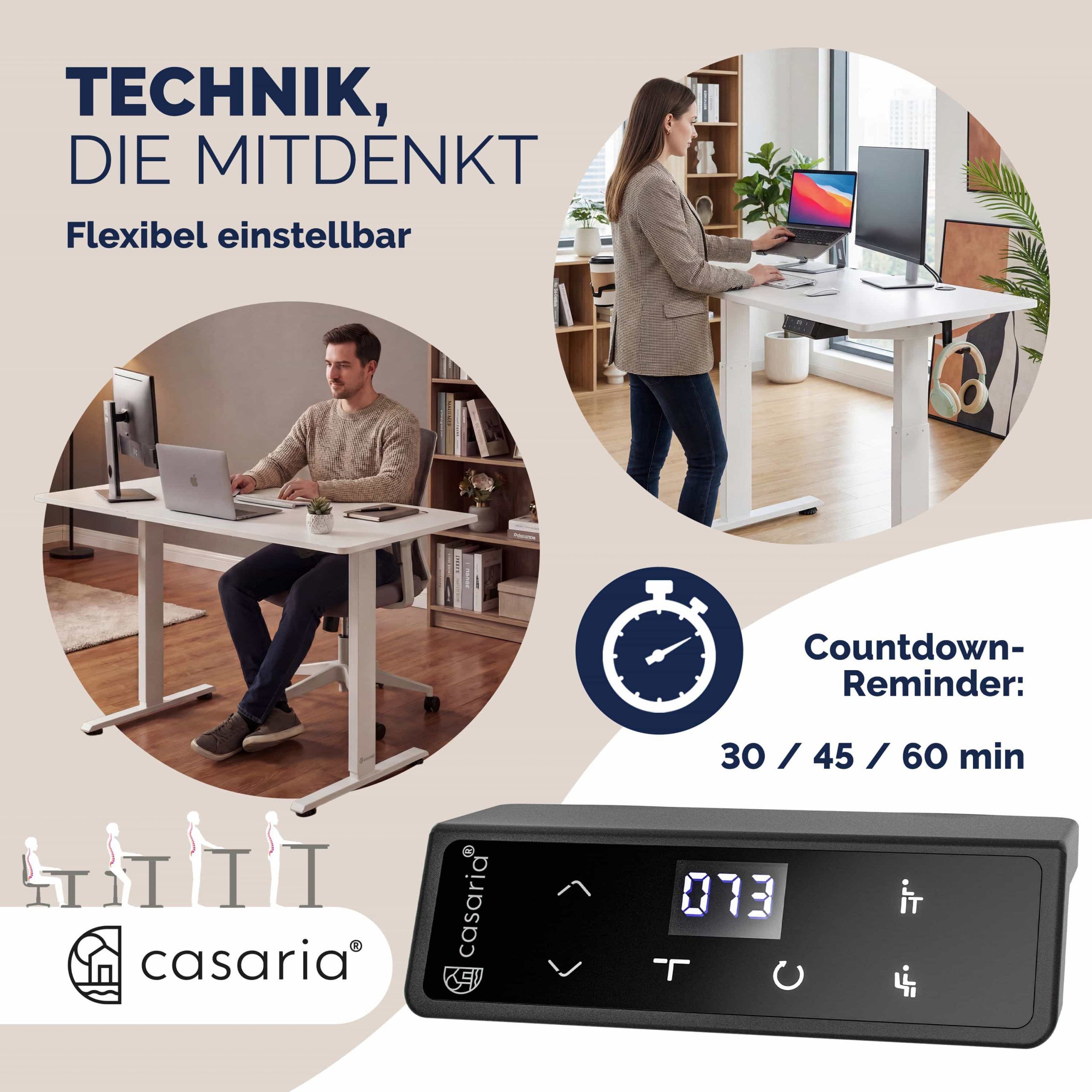 Höhenverstellbarer Schreibtisch Weiß 120x60x72-117cm
