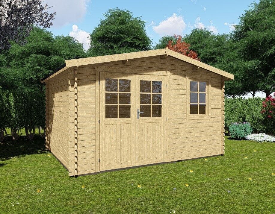 Gartenhaus Schweden 21 420x300 cm aus 28 mm Blockbohlen mit Doppeltür