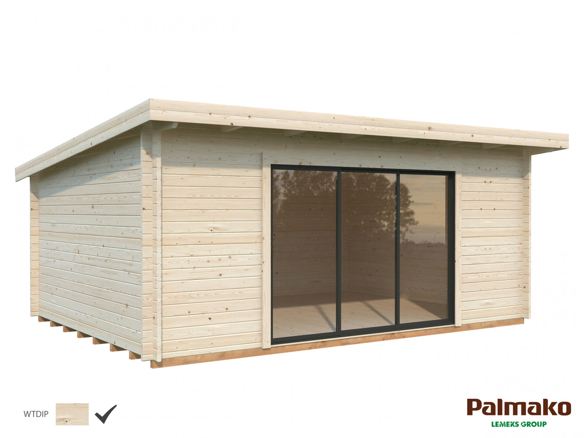 Palmako Pultdach Gartenhaus Lea 19,4 m² mit Schiebetür