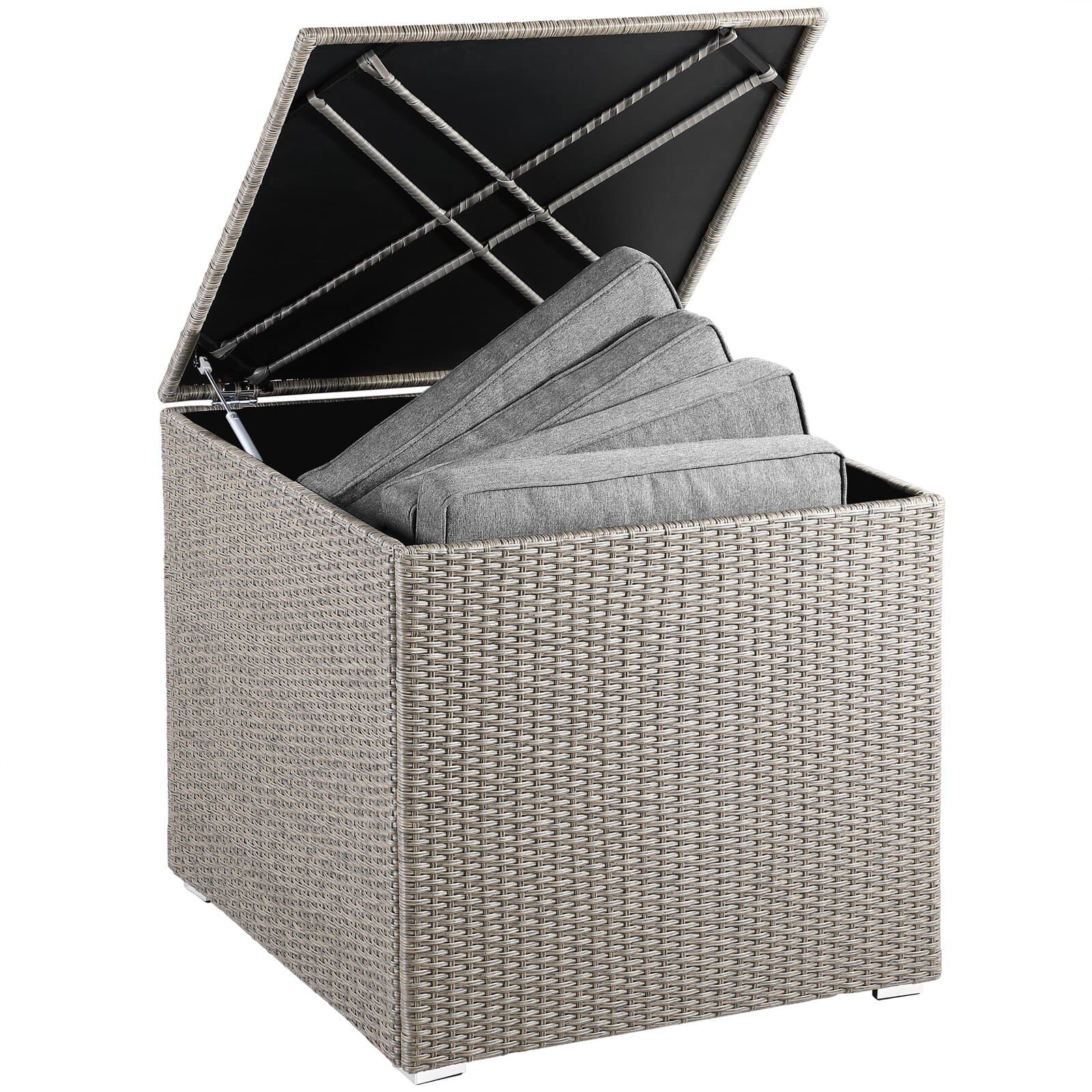 Gartenbox Polyrattan 318L Creme mit Innenverkleidung wetterfest