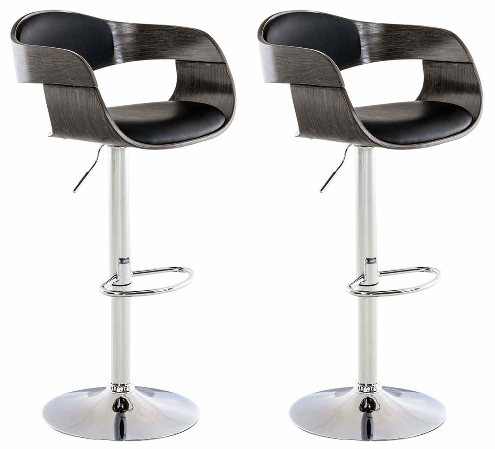 2er Set Barhocker Kingston C Kunstleder, schwarz/grau