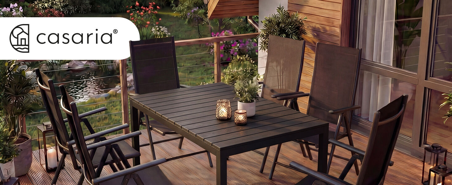 Garten-Sitzgruppe Bern 7-tlg Anthrazit Alu WPC