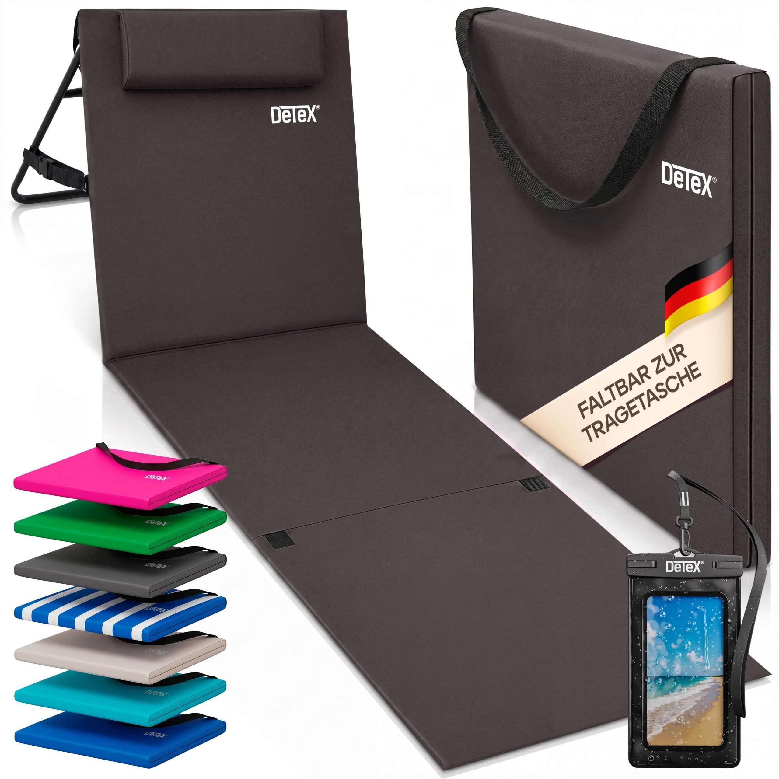 Strandmatte Anthrazit 158x56x46cm gepolstert