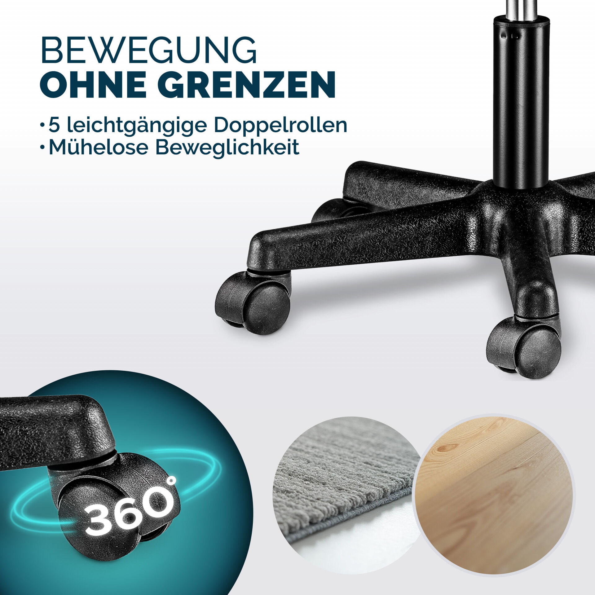 Rollhocker Kunstleder Weiß 360° drehbar