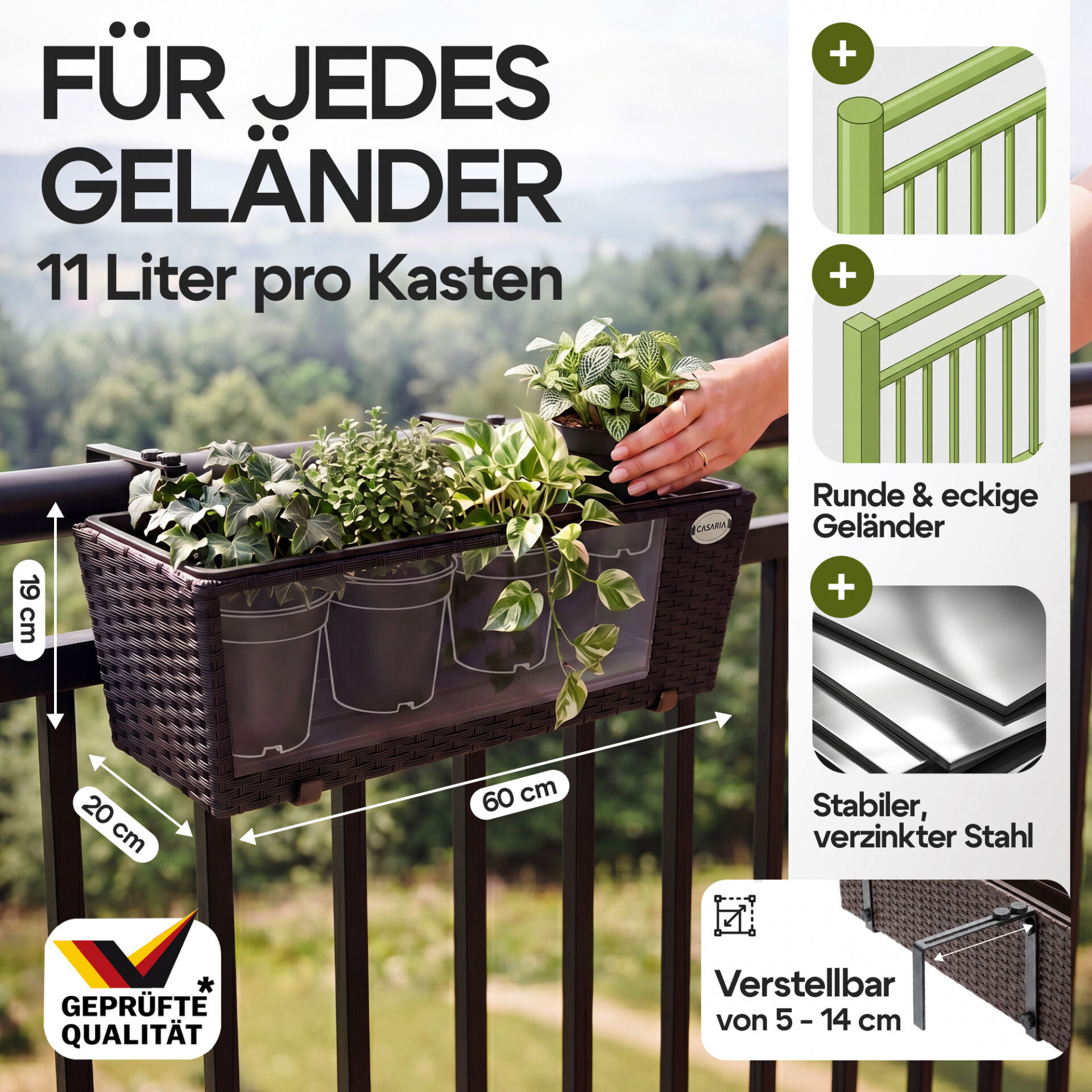 Polyrattan Blumenkasten 2er-Set Braun