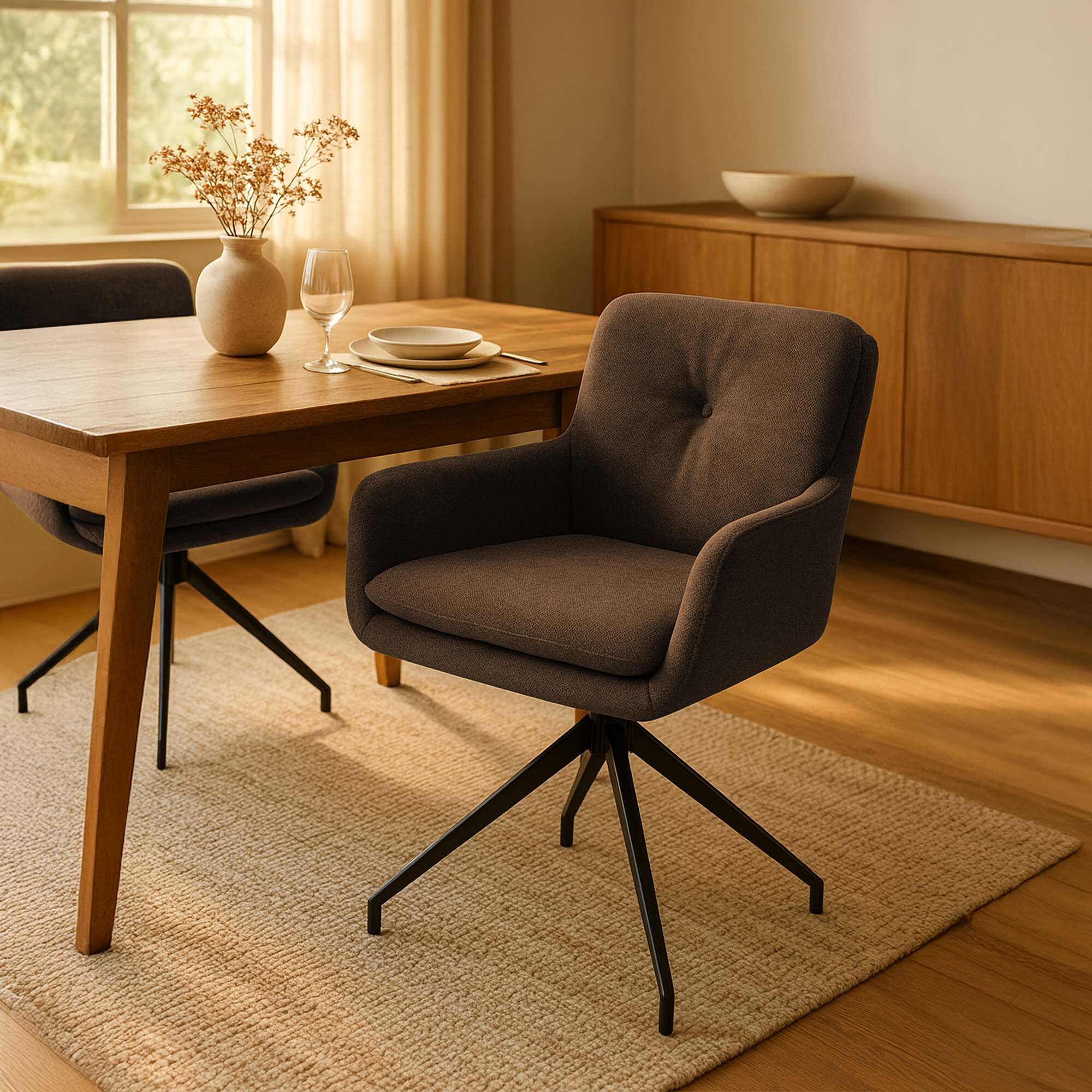 Esszimmerstuhl Pickett Stoff, braun