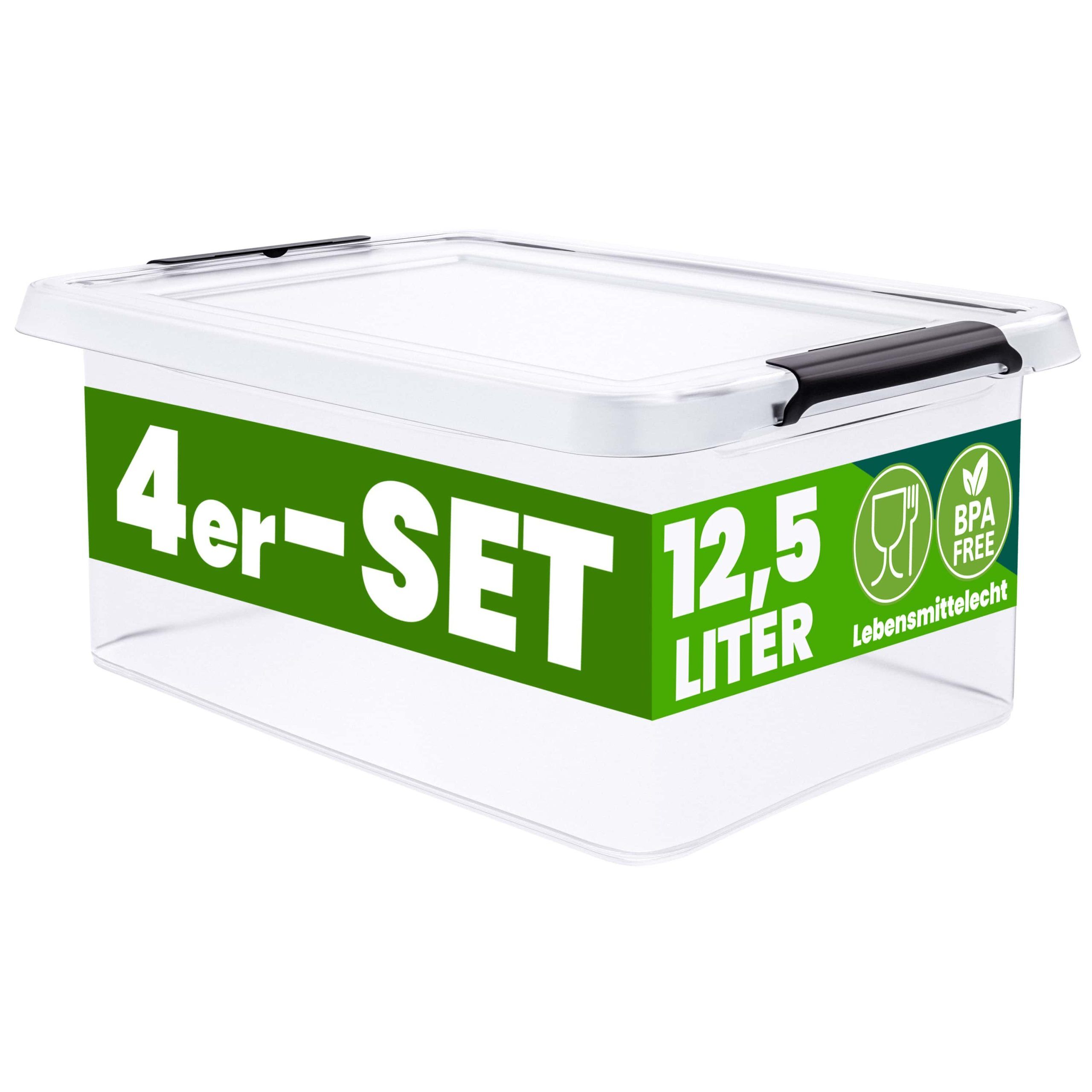 Aufbewahrungsbox 4er-Set 39x29x17cm 12,5L transparent stapelbar BPA-frei