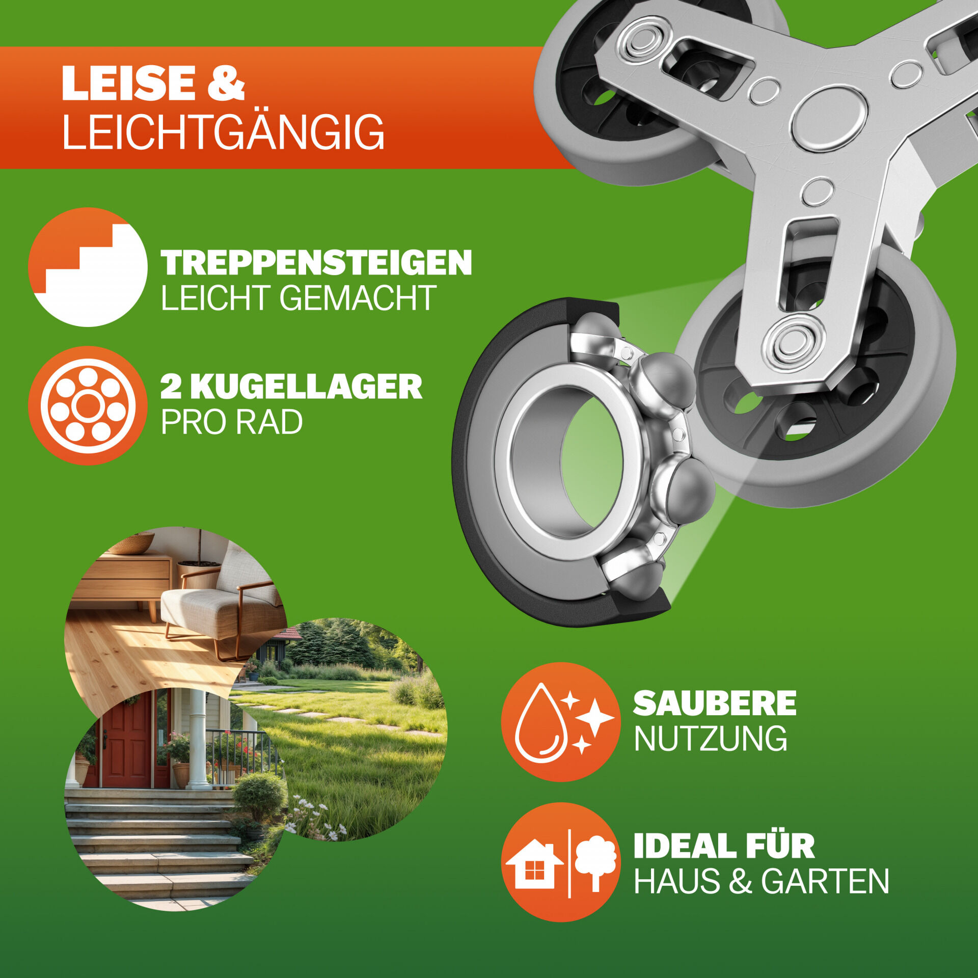 Treppenkarre Silber/Schwarz 80kg höhenverstellbar