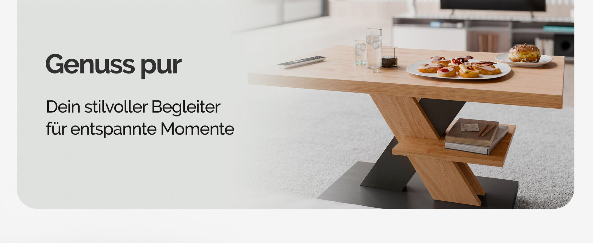 Couchtisch Detroit Holz/Grau 90x60x45cm