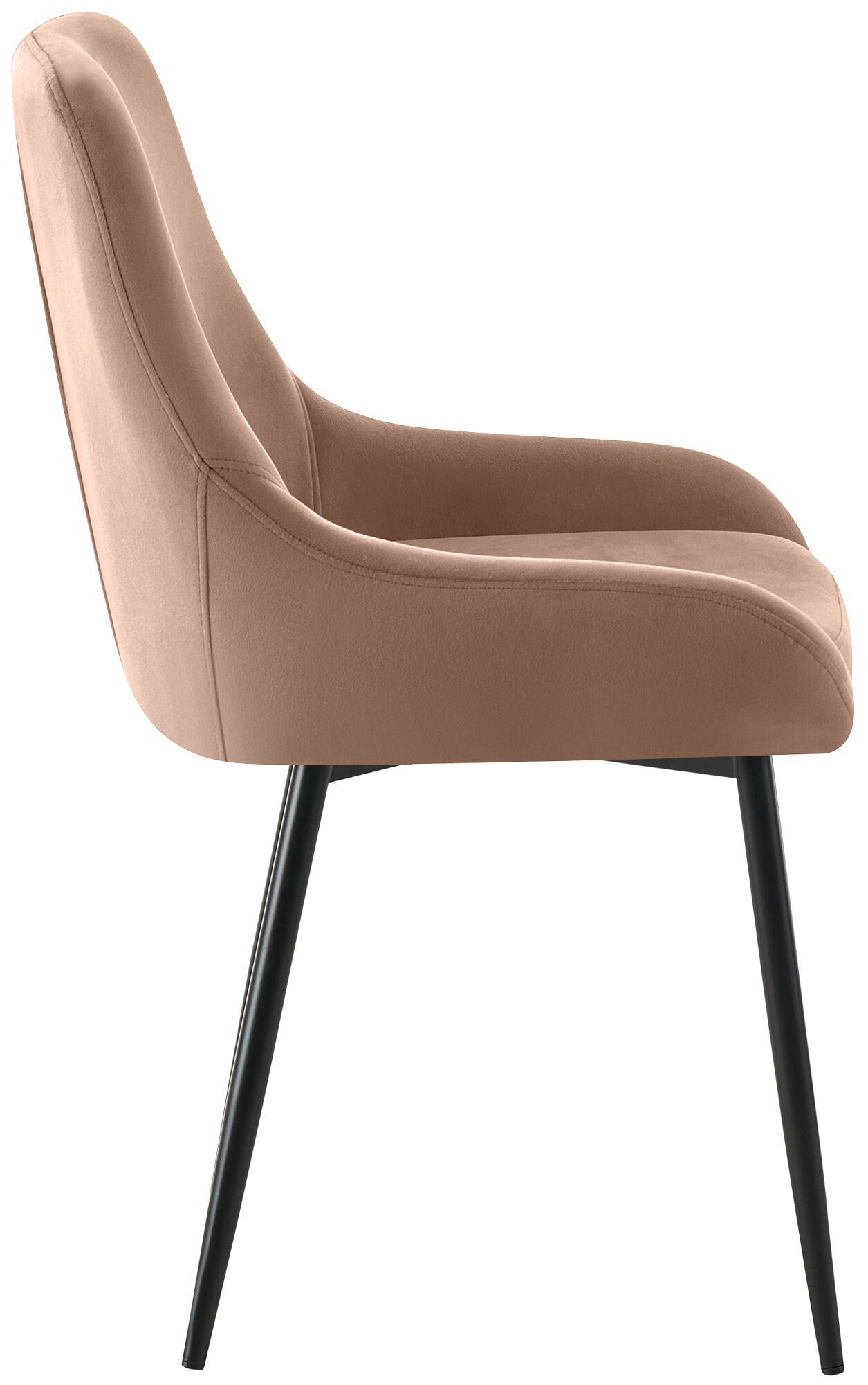 2er Set Esszimmerstuhl Elmira Samt schwarz, braun