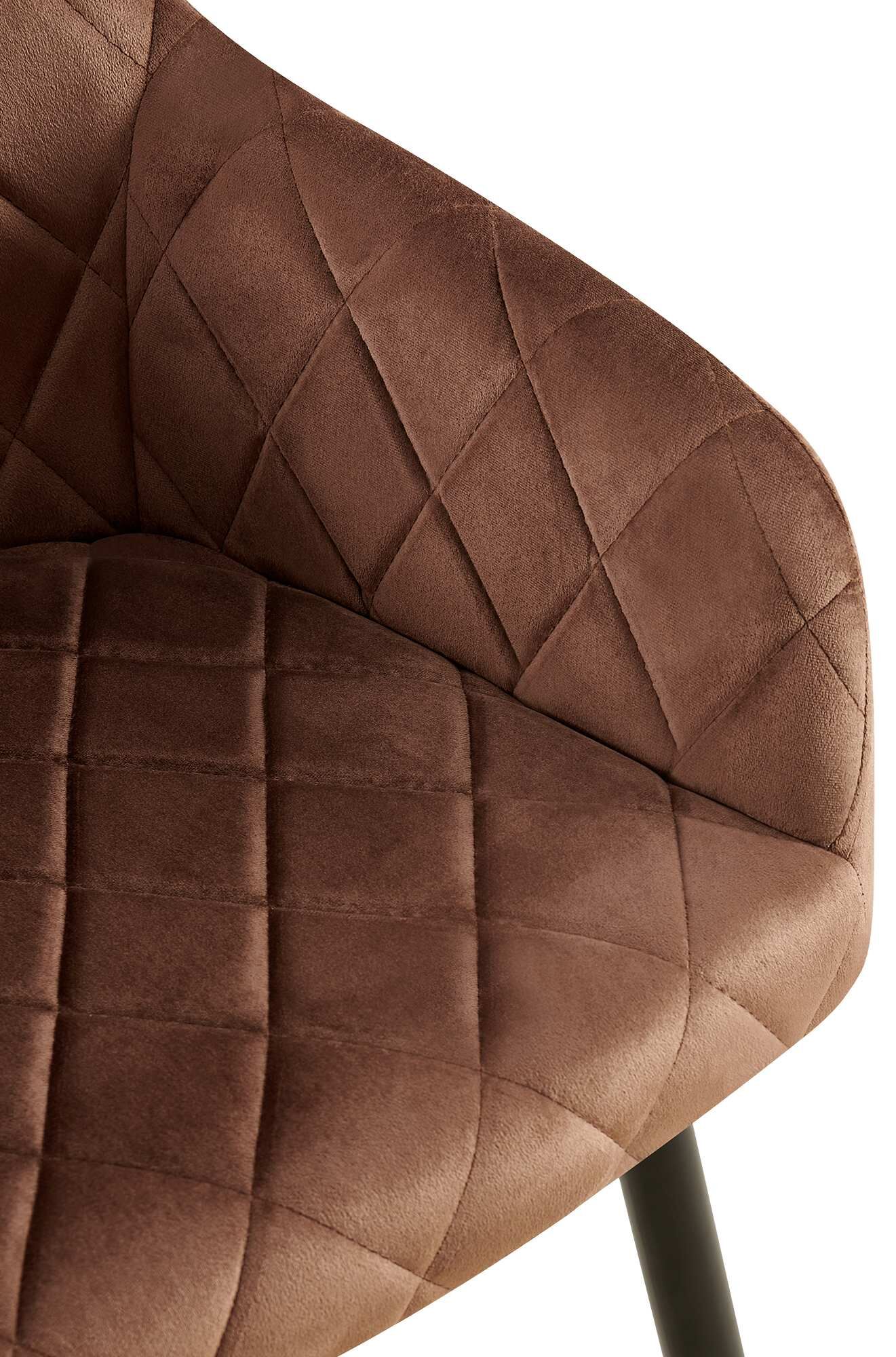 2er Set Esszimmerstuhl Monett Samt B, braun