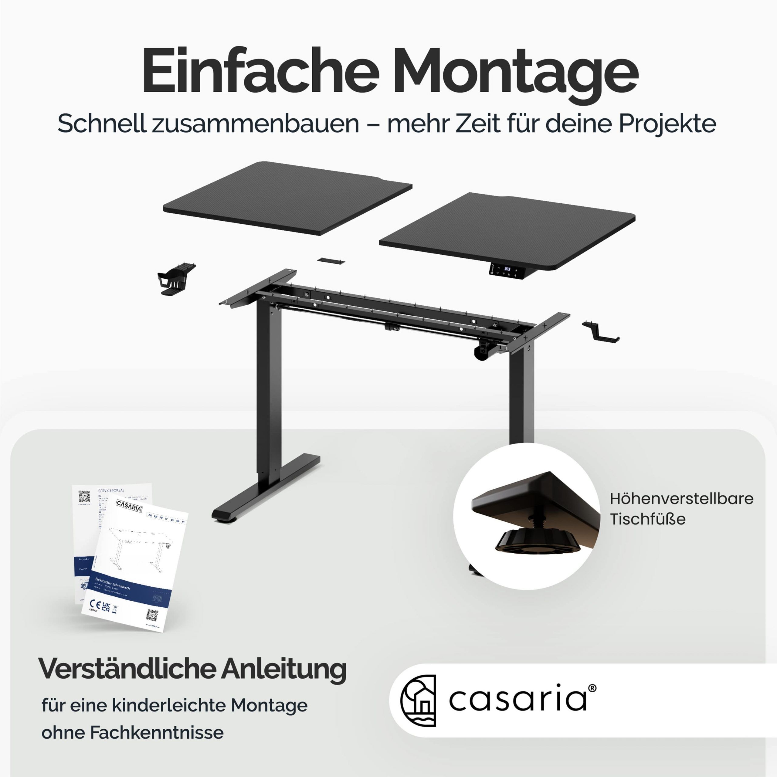 Höhenverstellbarer Schreibtisch Schwarz 110x60x73-118cm