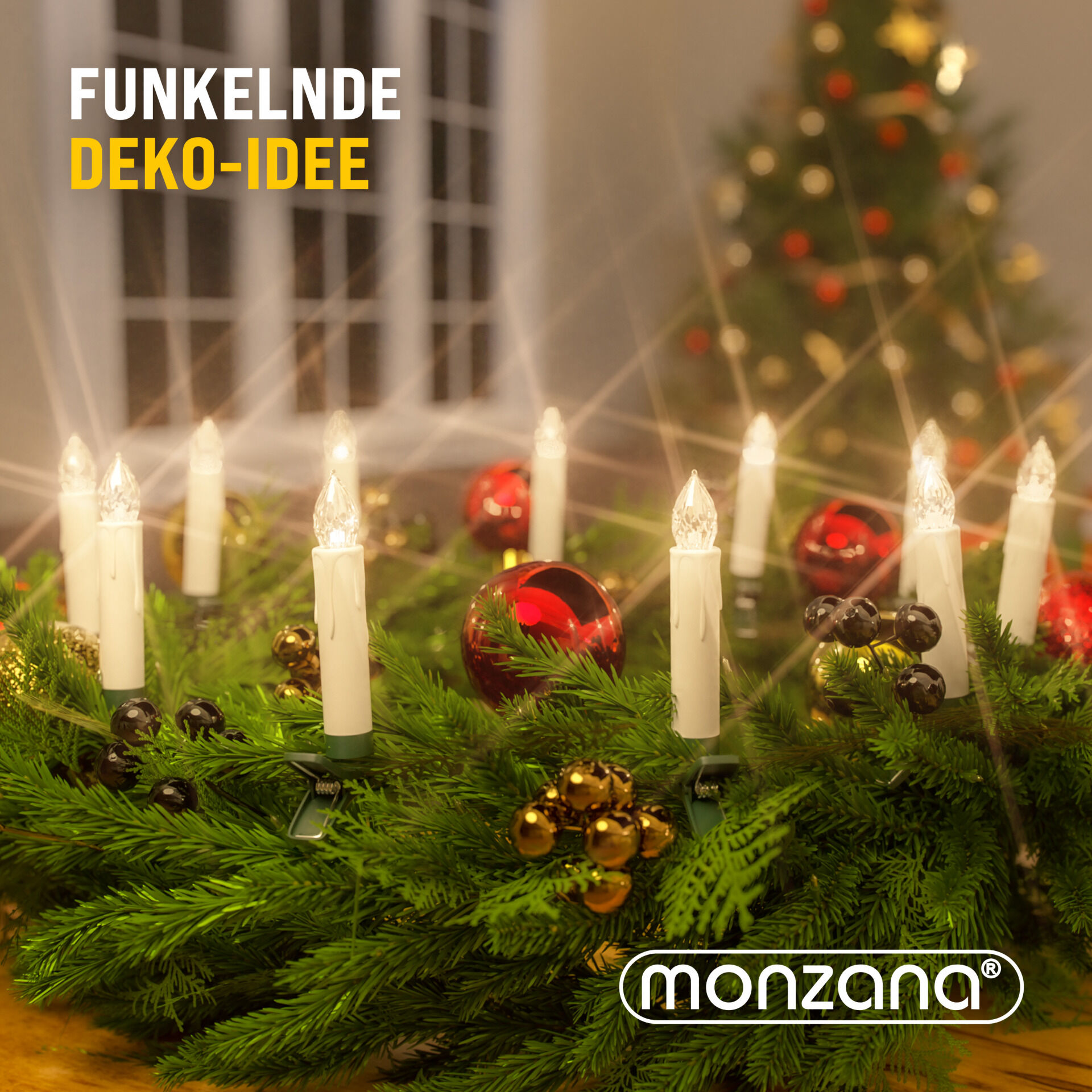 Kabellose Weihnachtsbaumkerzen LED 30er-Set Warmweiß mit Batterien + Fernbedienung
