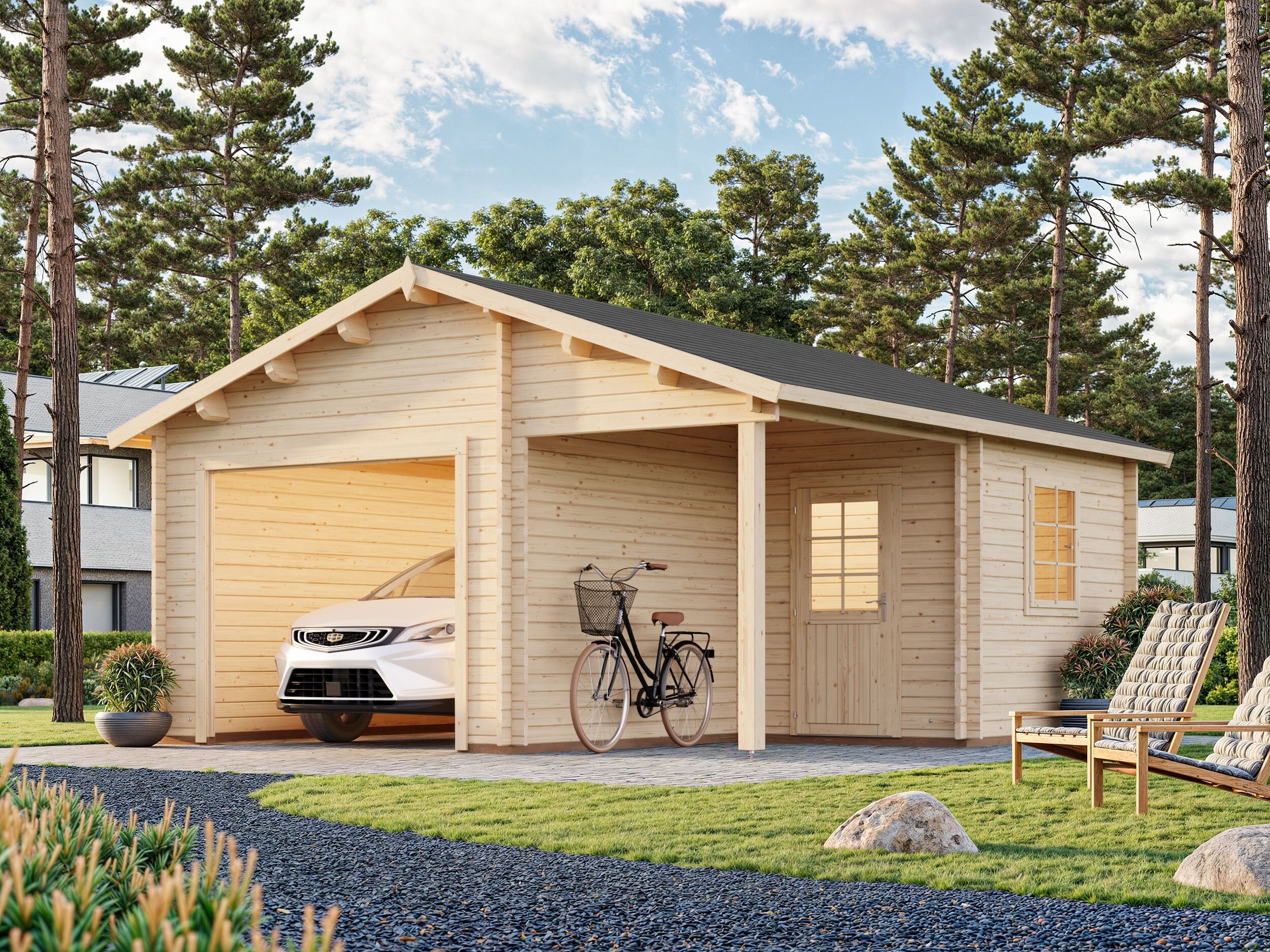 Palmako Holzgarage Roger 21,9+5,2 m² ohne Tor