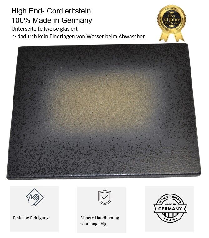 Megrill 50x30cm Grillstein aus glasiertem Cordierit