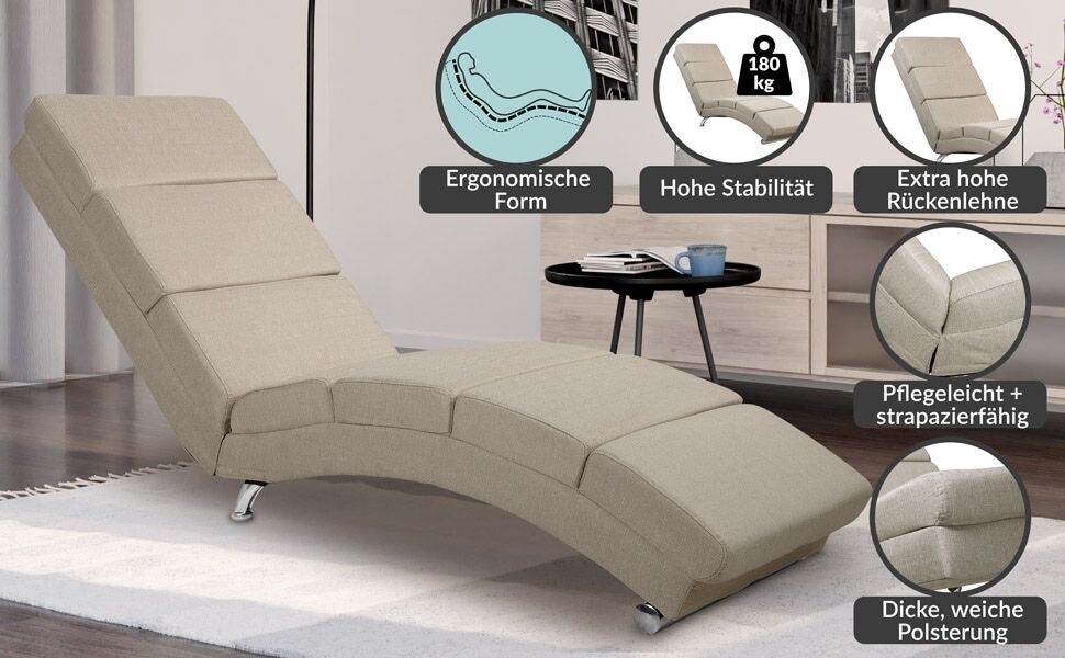 Relaxliege London Sand Webstoff