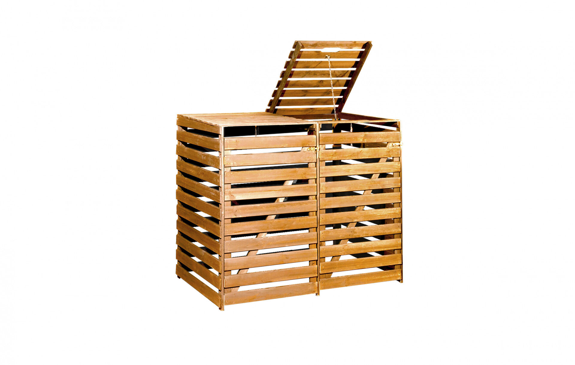 Mülltonnenbox für 2 Tonnen, honigbraun imprägniert