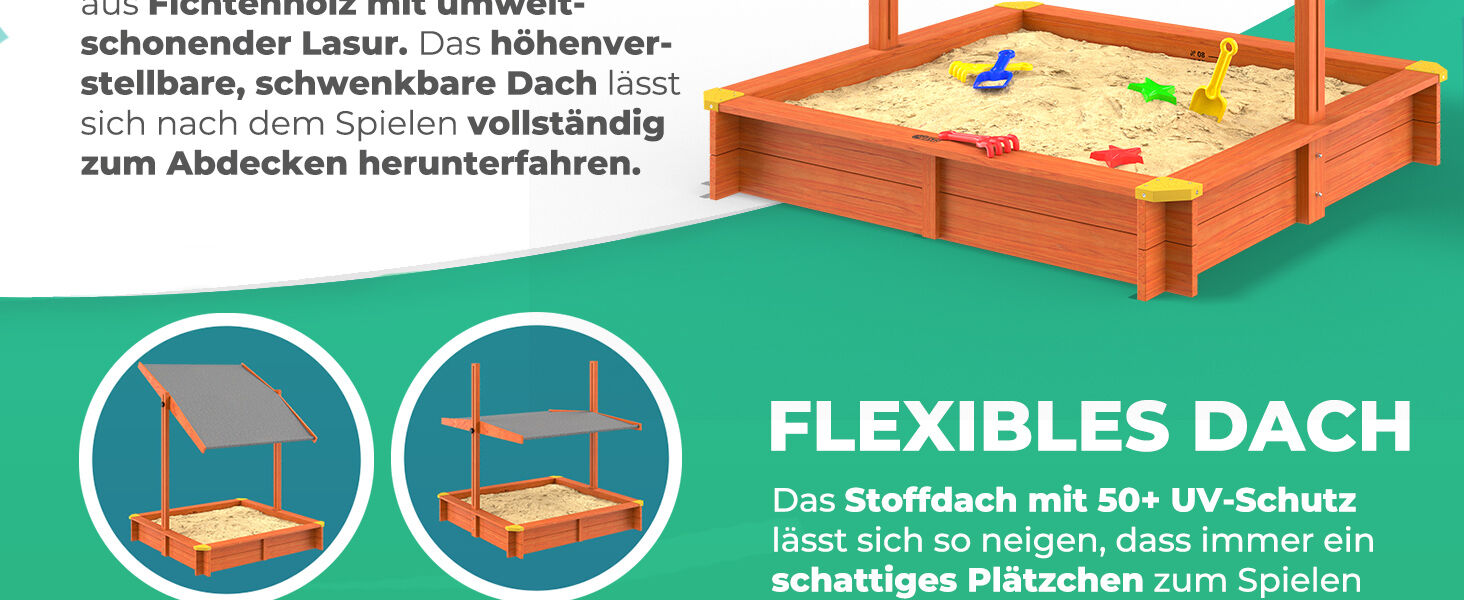 Sandkasten Max 140x140cm UV-Schutz 50+