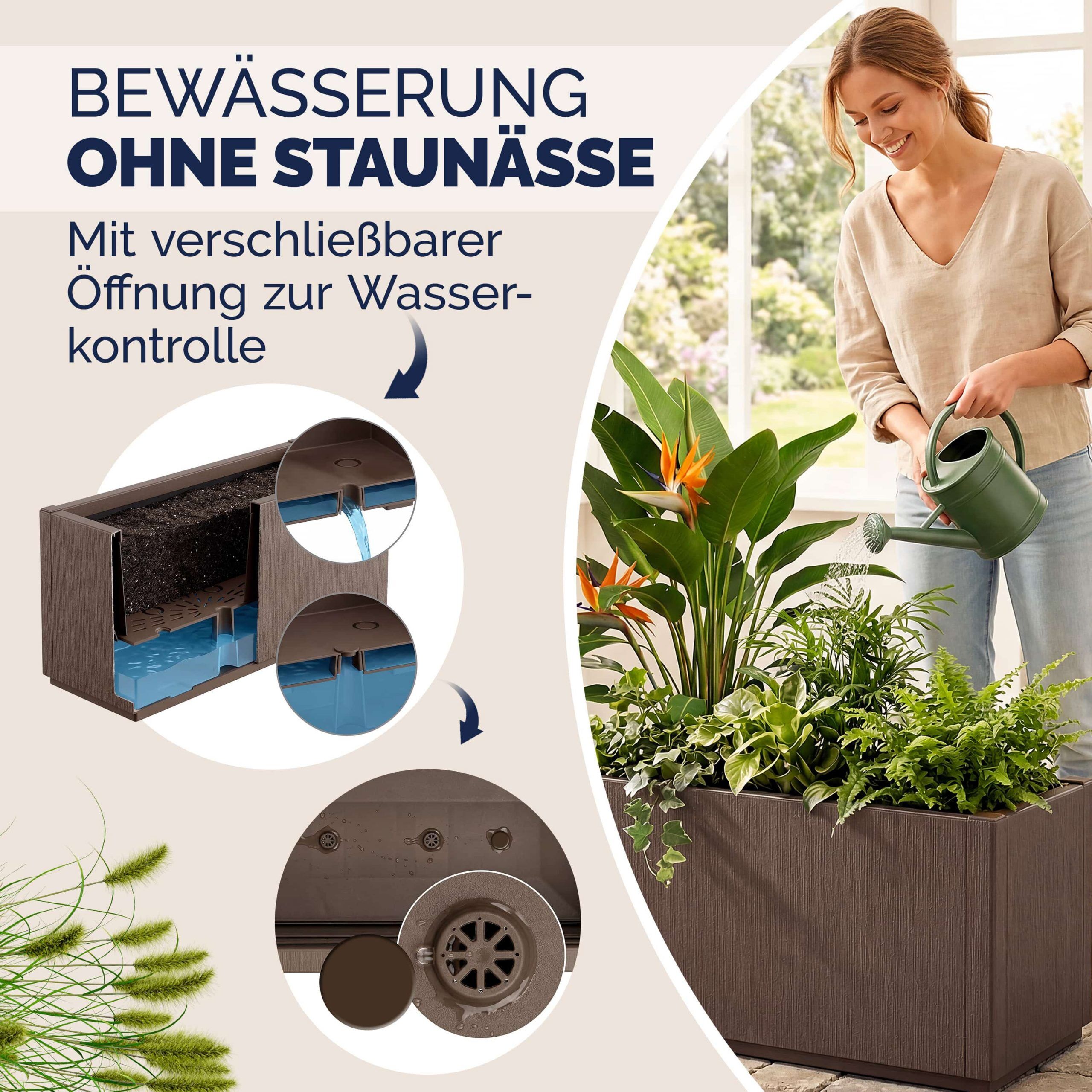 Blumentopf Ethica Braun Kunststoff 80x36x36cm