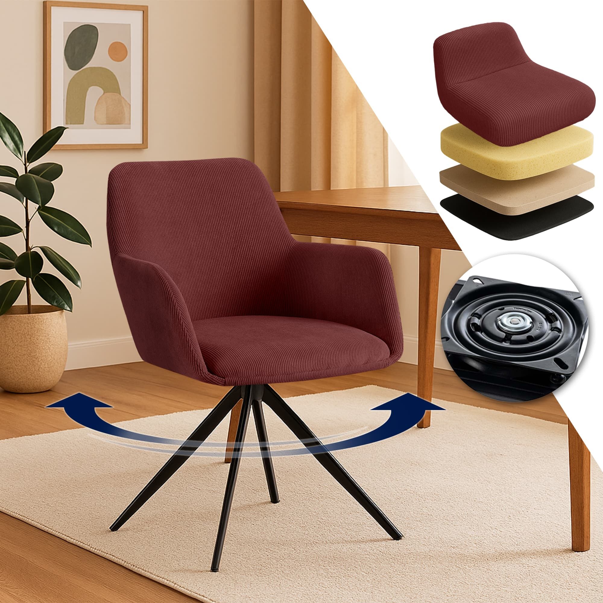 Esszimmerstuhl Olema Cord, bordeauxrot