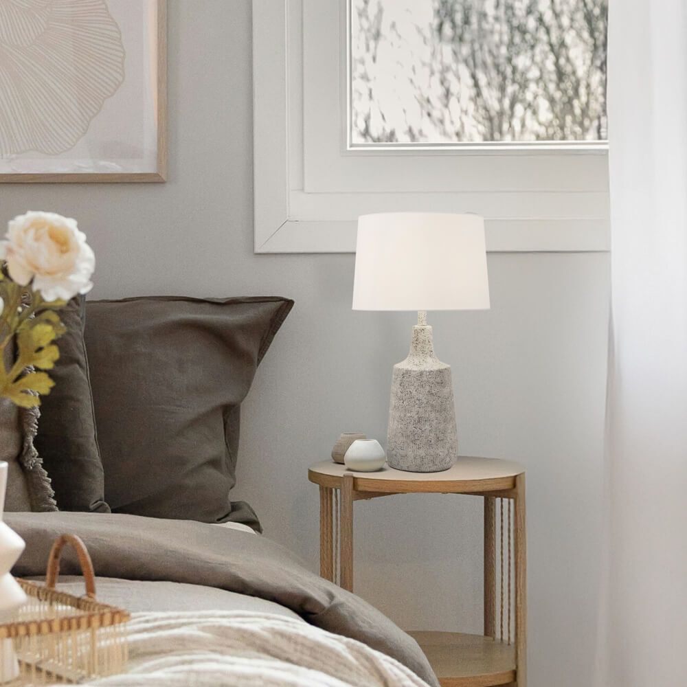 Kleine Tischlampe in Steinoptik CARO - Weiß