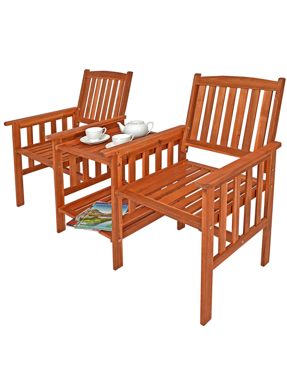 Gartenbank Akazienholz mit Tisch 164x63x91cm