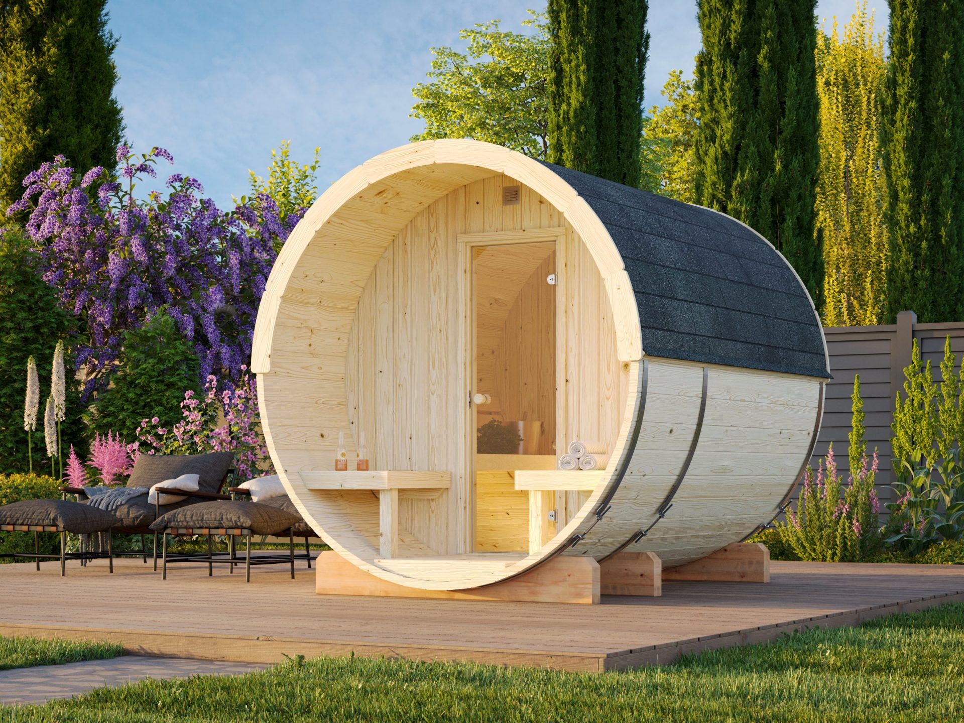 Palmako Fass-Sauna Anita 1,3+0,7 m²