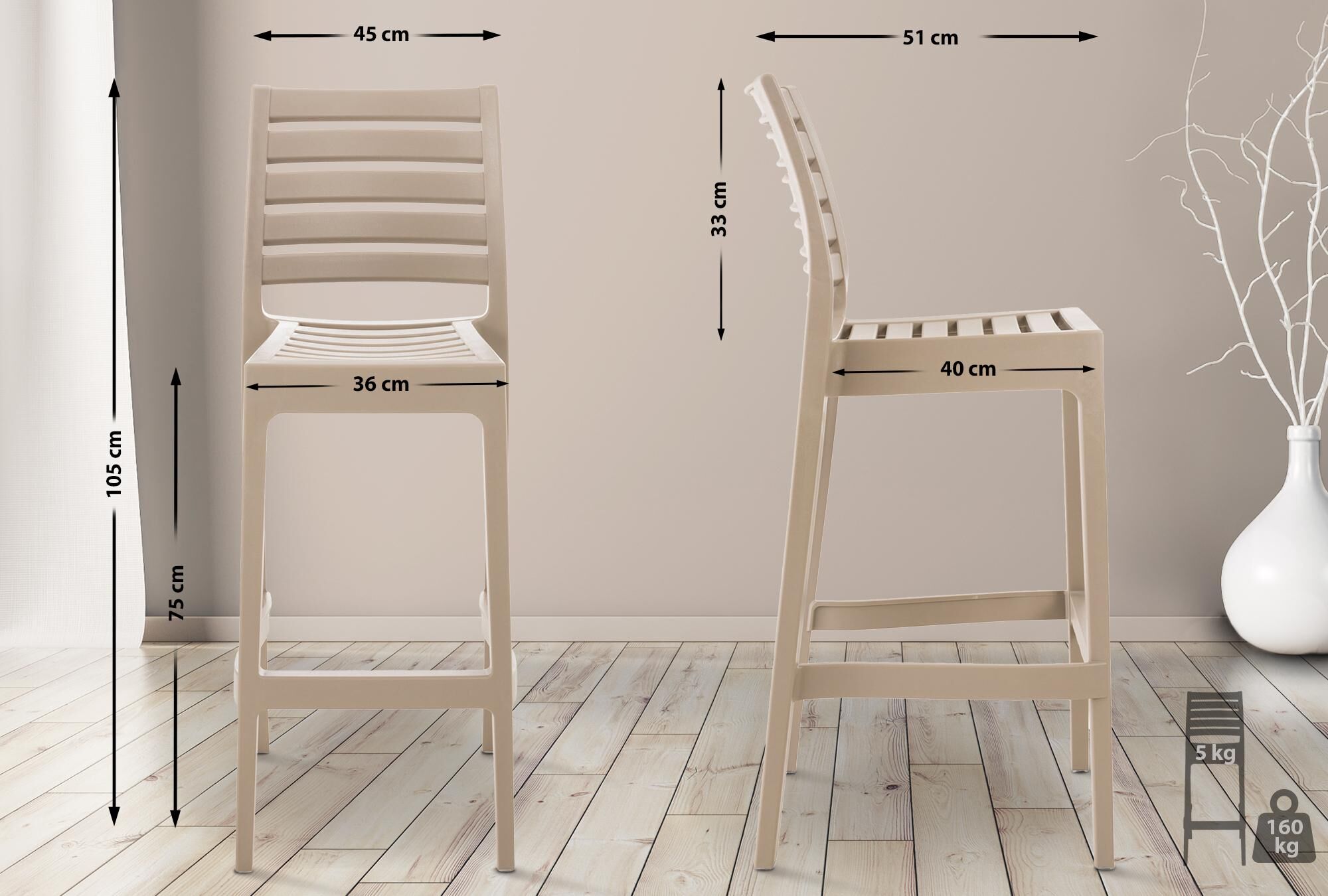 4er Set Barhocker Ares, schlamm