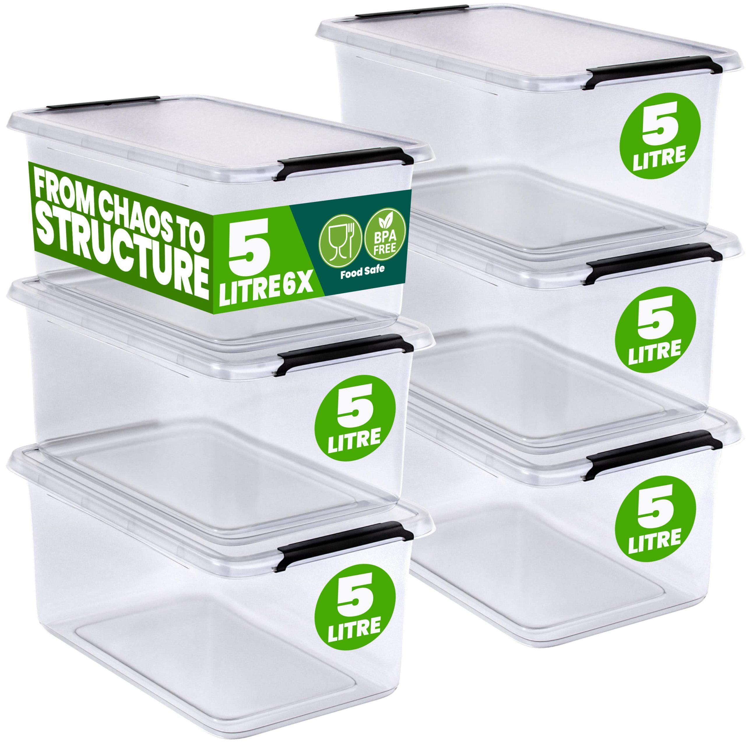 Aufbewahrungsbox 6er-Set 30x20x12cm 5L transparent stapelbar BPA-frei
