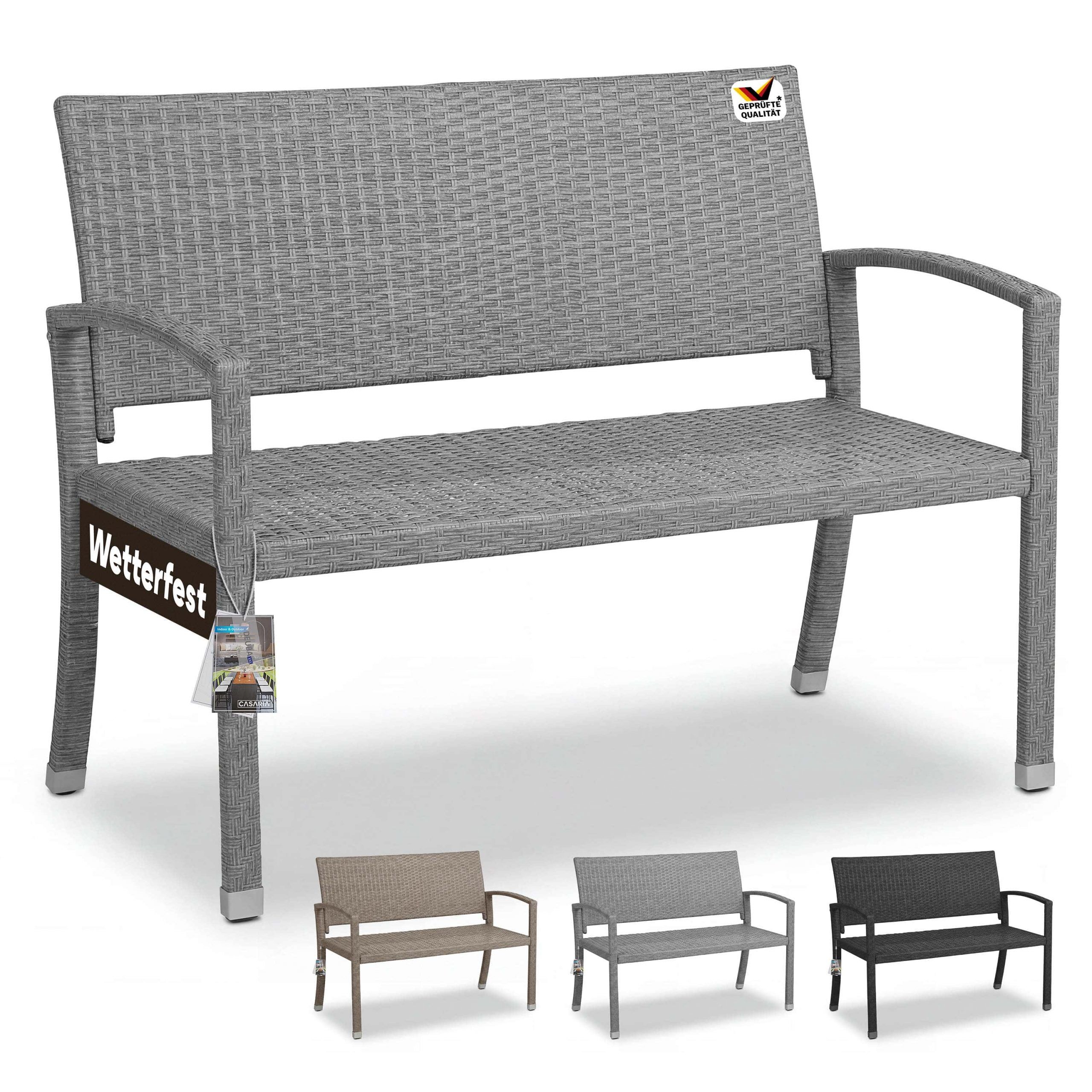 Polyrattan Gartenbank Grau 122x58x87cm