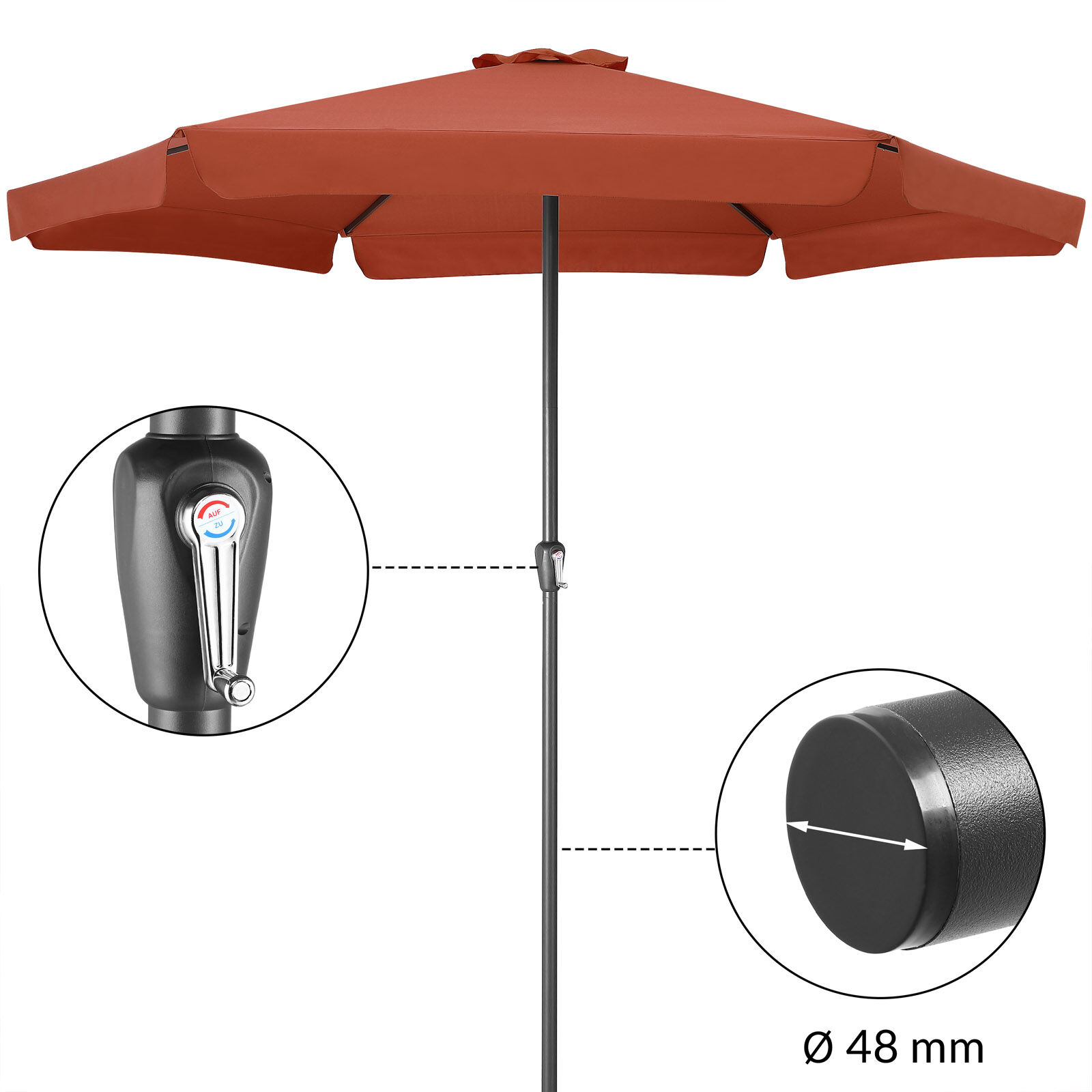 Sonnenschirm Maui Terrakotta Ø330cm UV-Schutz 80+